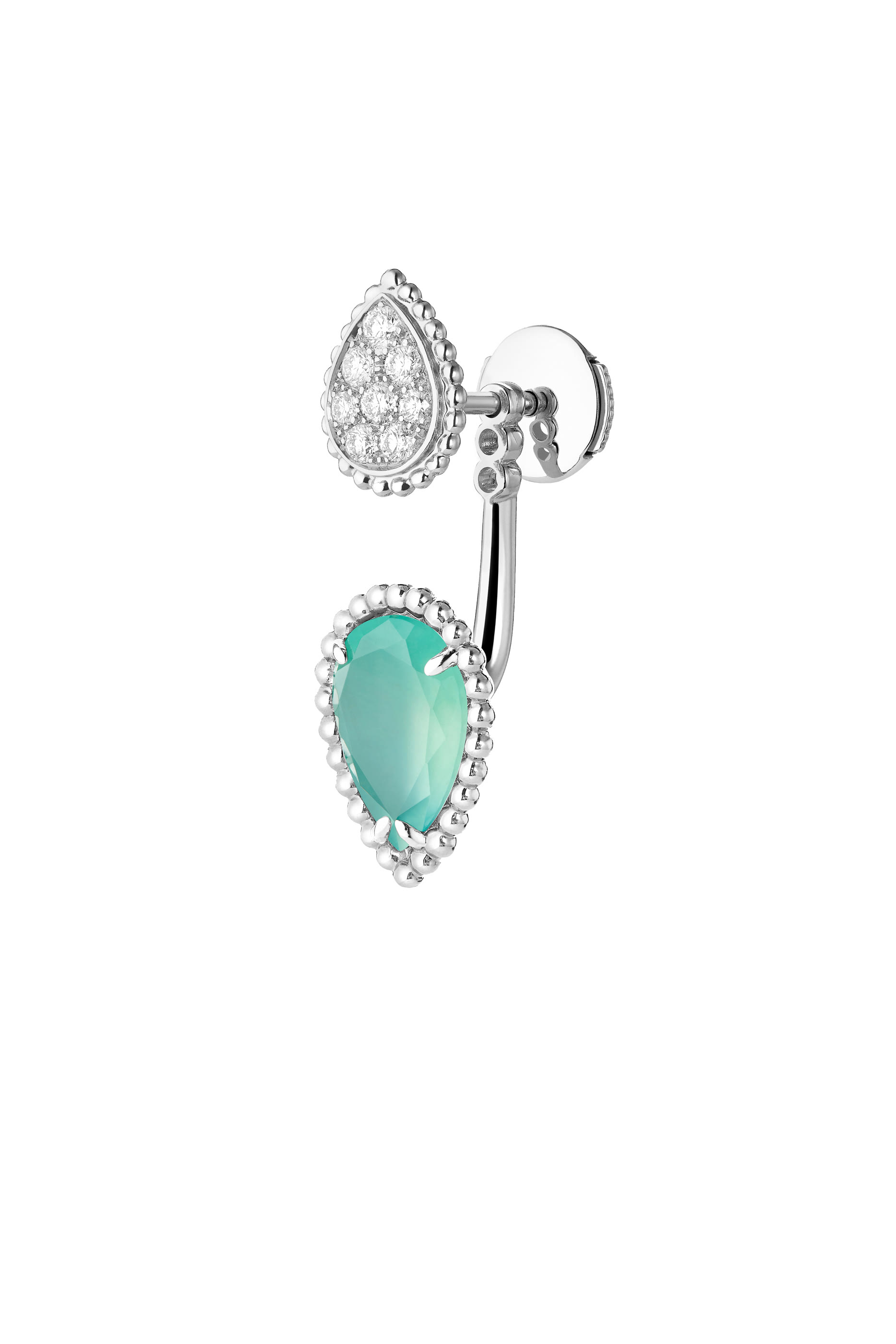 Serpent Boh&egrave;me Single Stud Earring, 18k White Gold & Diamonds