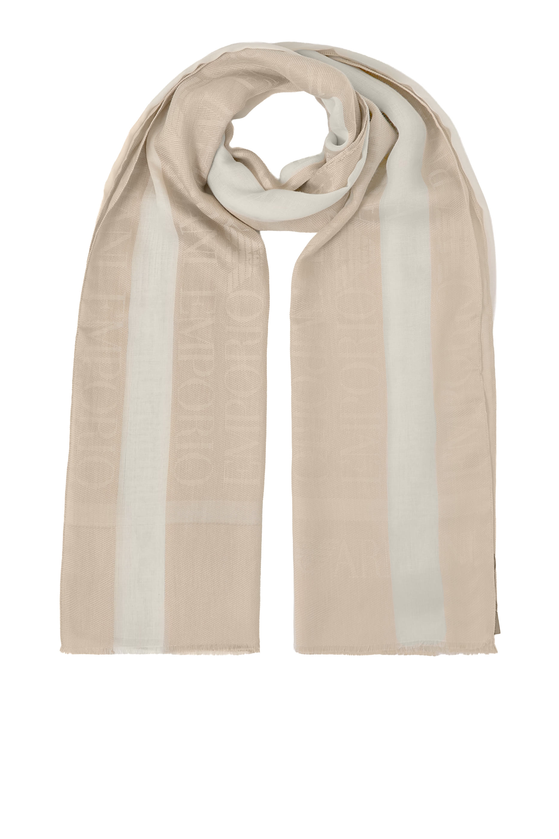 Logo Striped and Fringed Stole