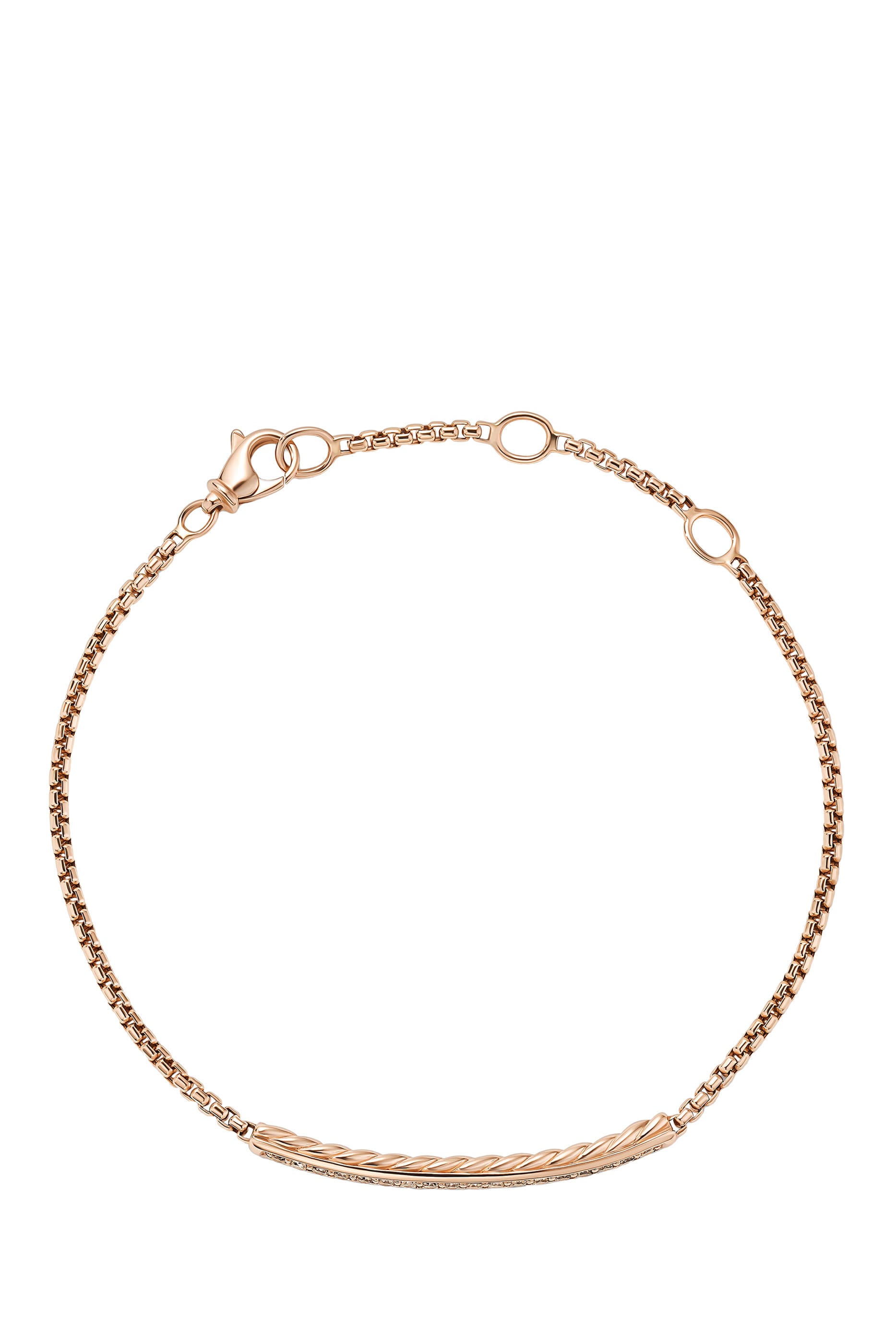 Petit Pave Bar Bracelet, 18K Rose Gold & Cognac Diamonds