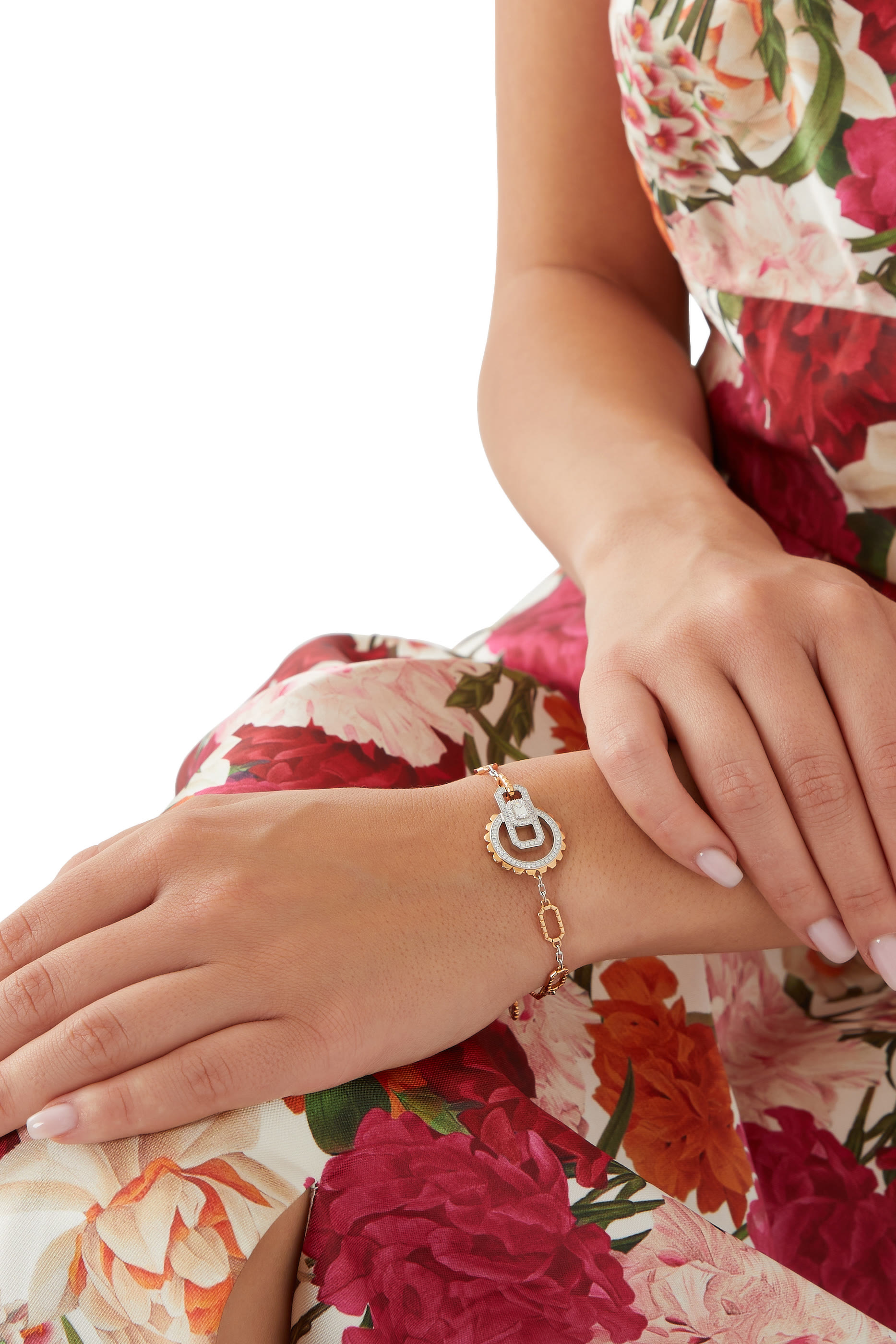 Empire Two-Tone Bracelet, 18k Mix Gold with Diamonds