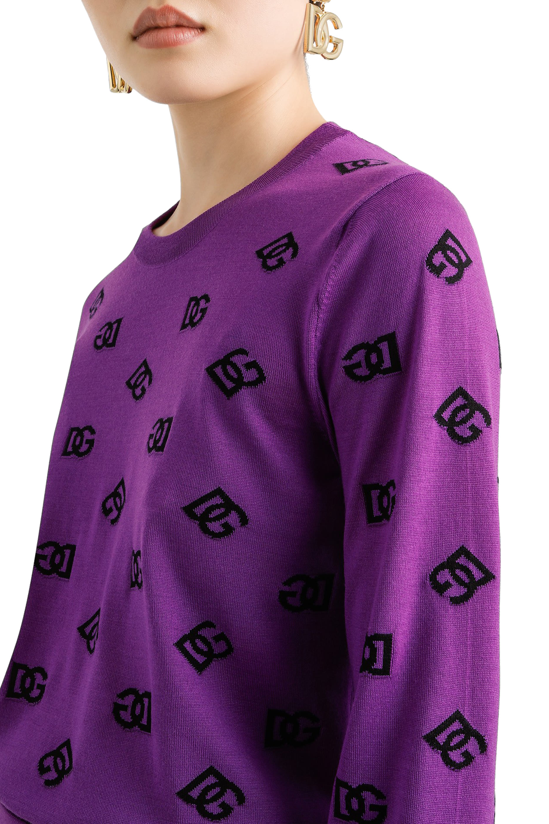 Contrasting DG Logo Wool and Silk Jacquard Sweater