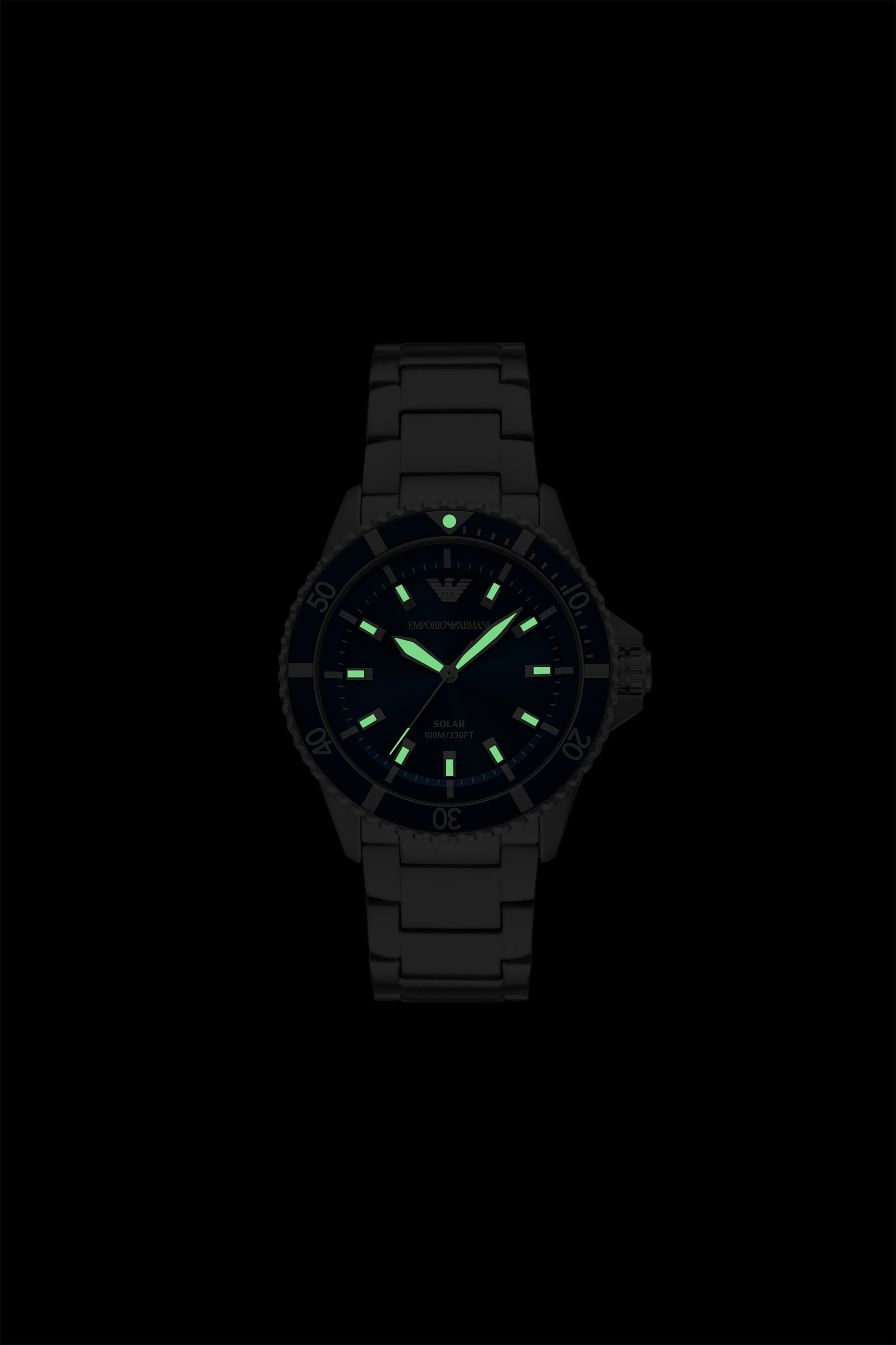  World Explorer Solar-Powered Three-Hand Stainless Steel Watch 