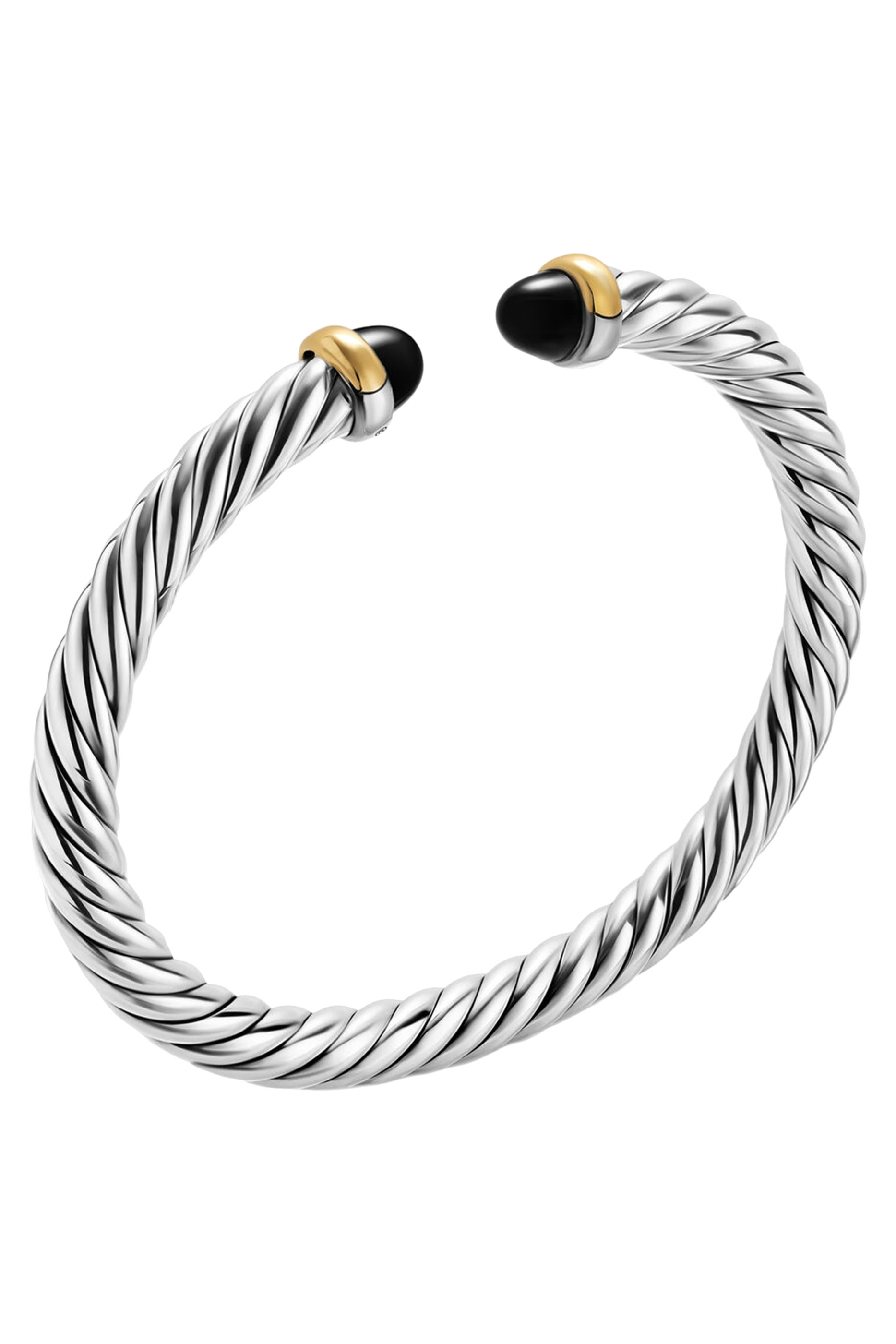 Cable Flex® Bracelet, Sterling Silver, 14k Yellow Gold & Onyx