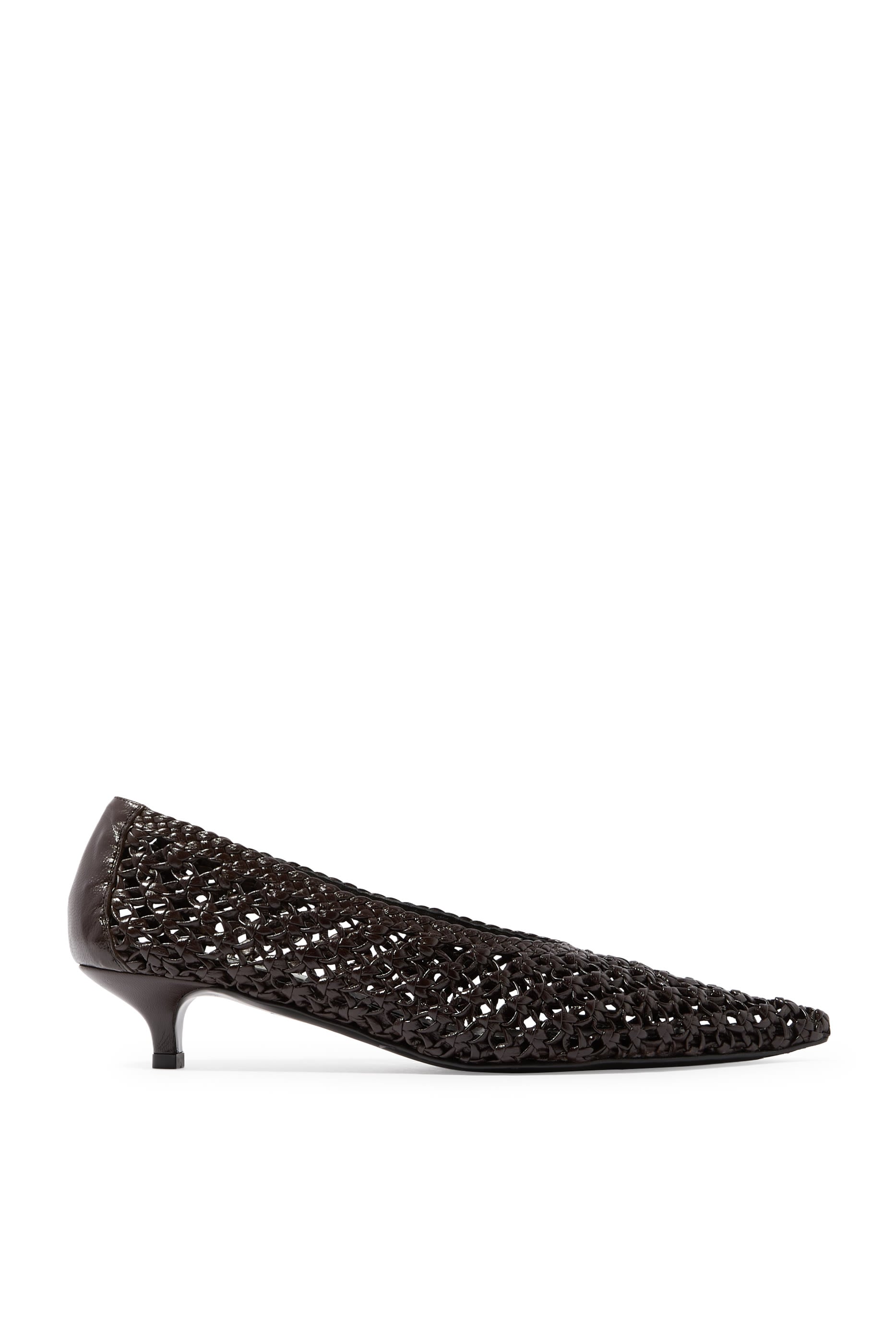 Sharp Woven-Leather 35 Kitten Pumps