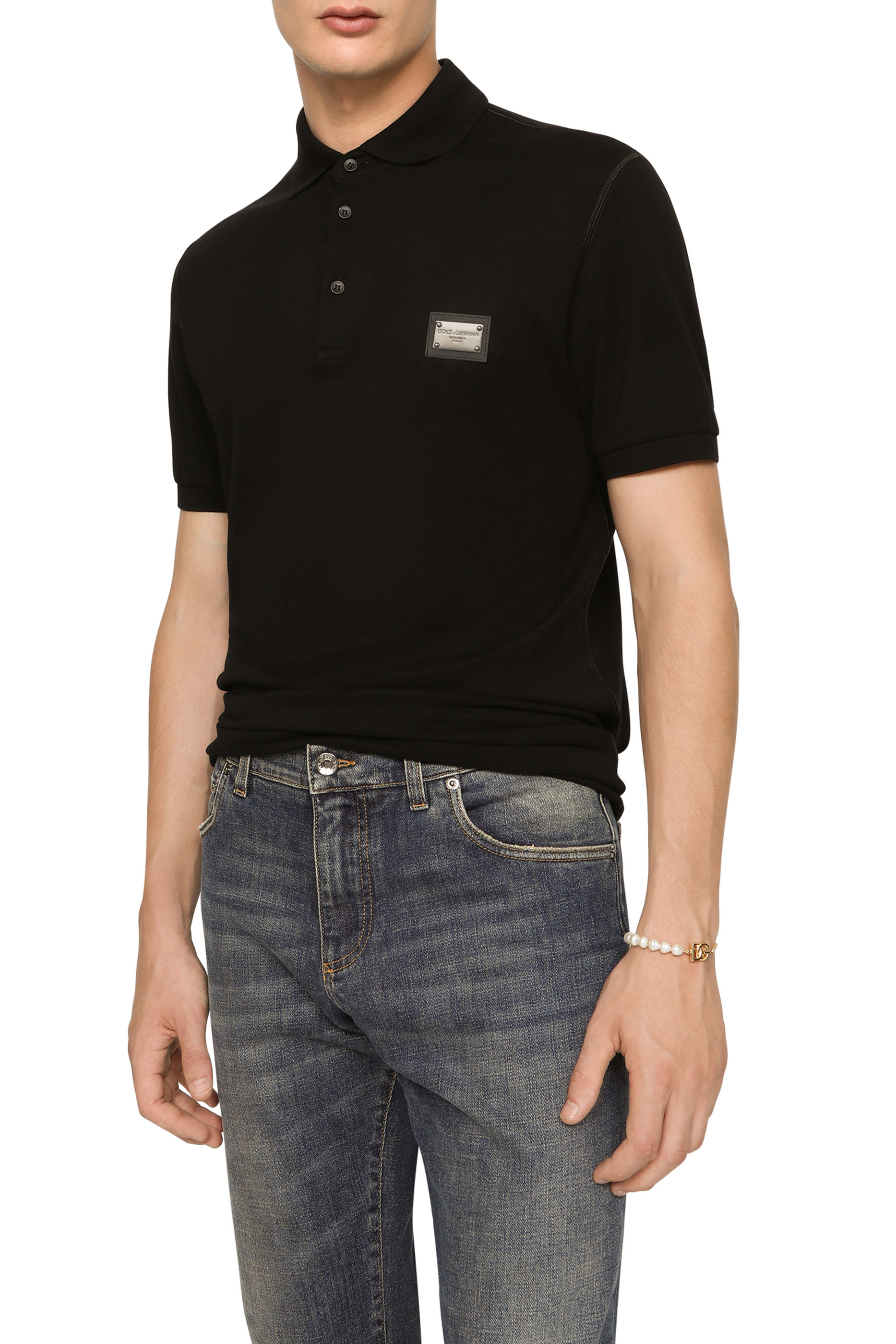Cotton Piqué Polo-Shirt with Branded Tag