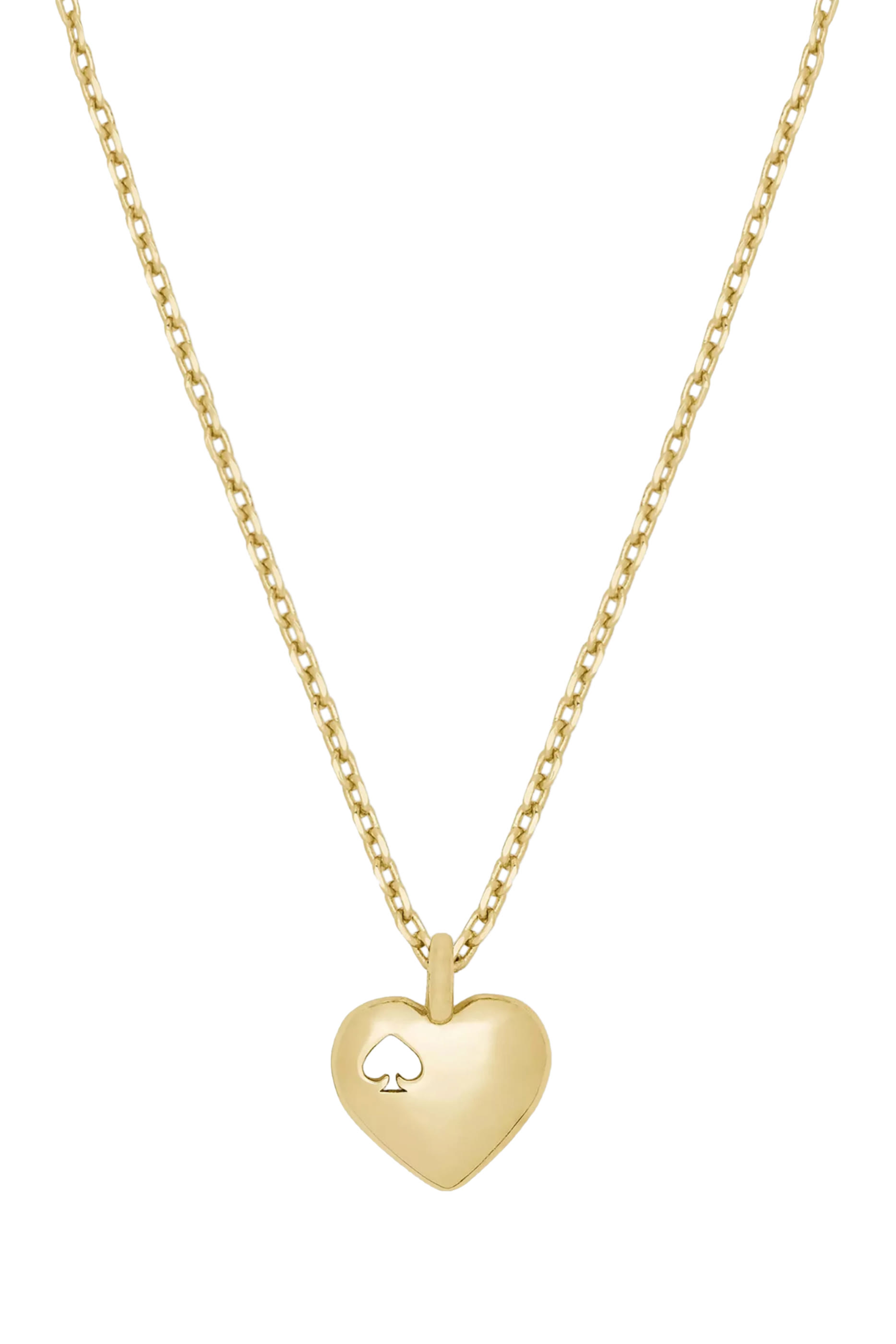 Heart and Spade Pendant Necklace, Cubic Zirconia & Brass
