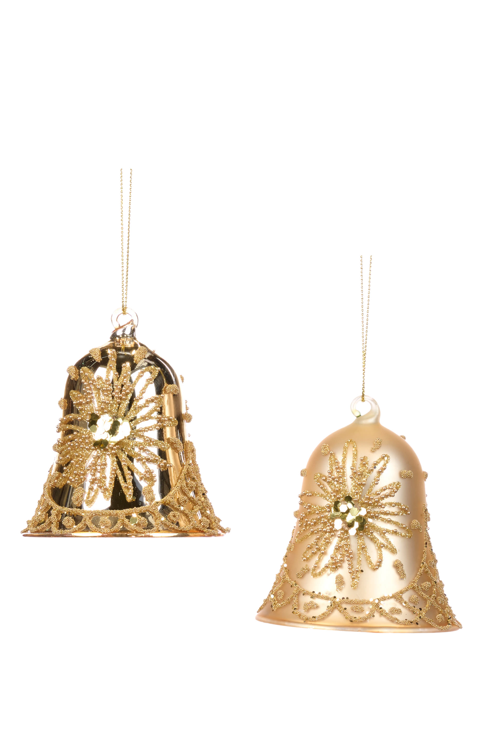 Glitter Star Bell Ornaments - Pack of 2