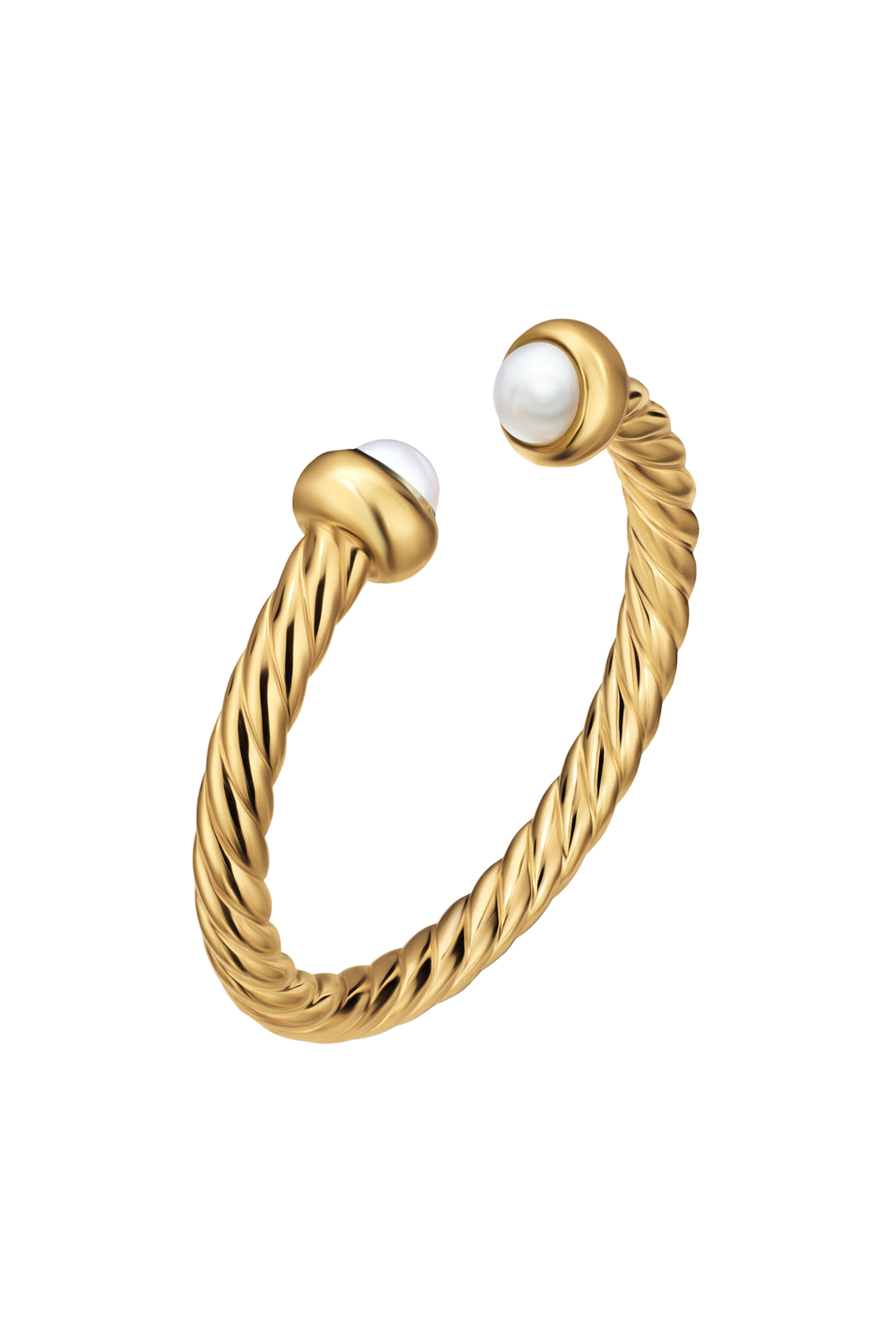 Micro Cablespira® Flex Open Ring,  18K Yellow Gold & Pearls