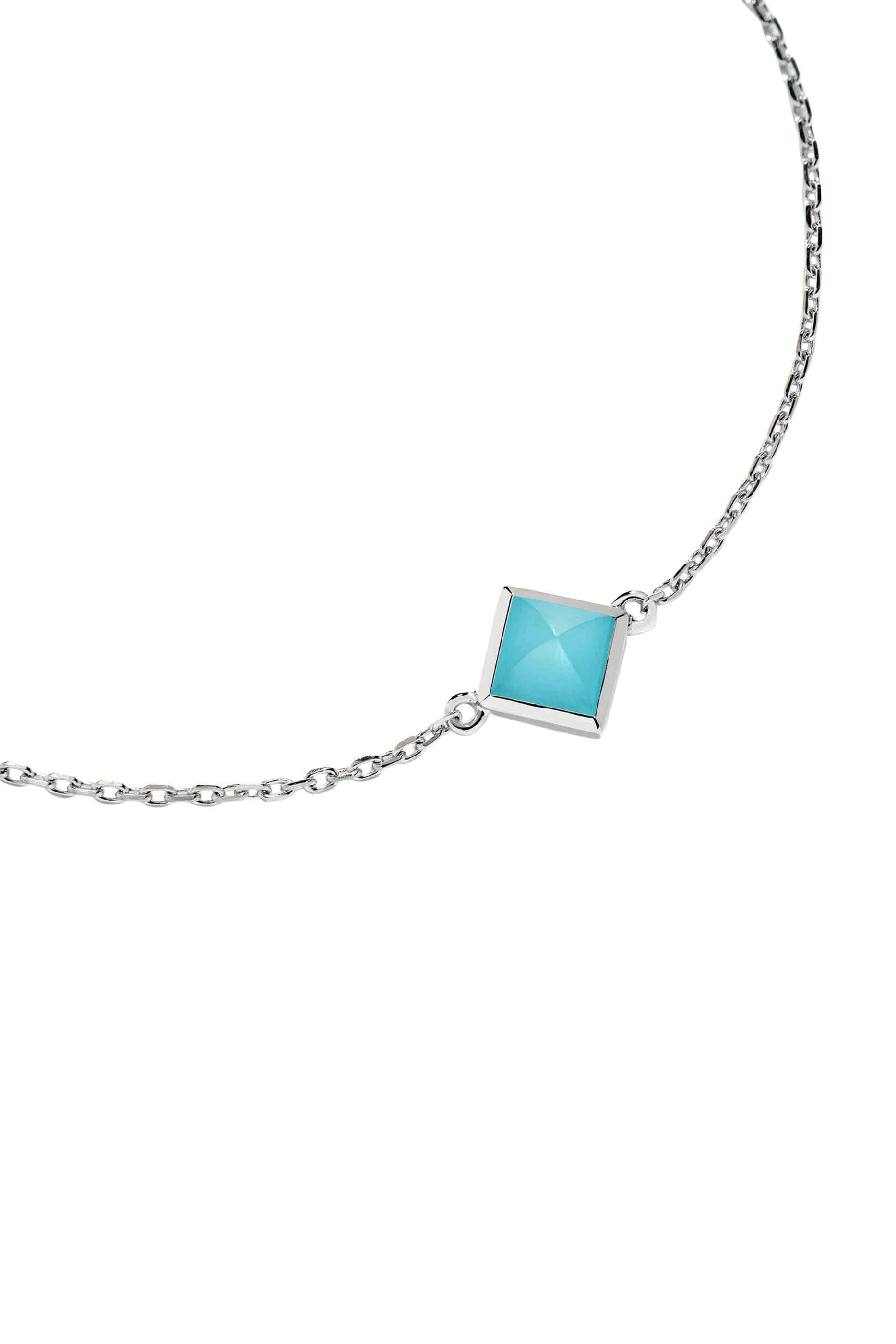 Cleo Pyramid Bracelet, 18K White Gold & Sea Blue Chalcedony