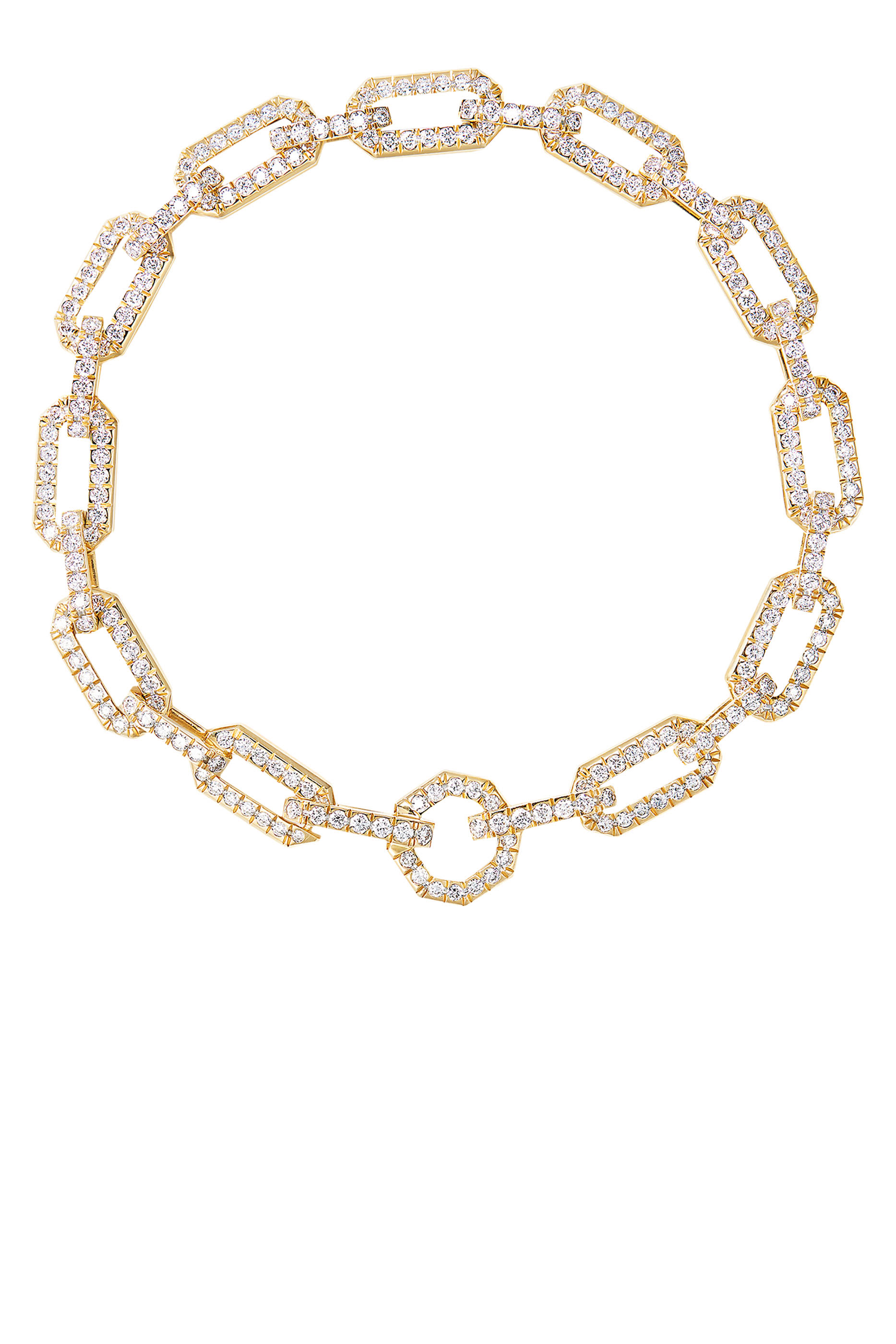 Pavé Chain Bracelet, 18k Yellow Gold & Diamond