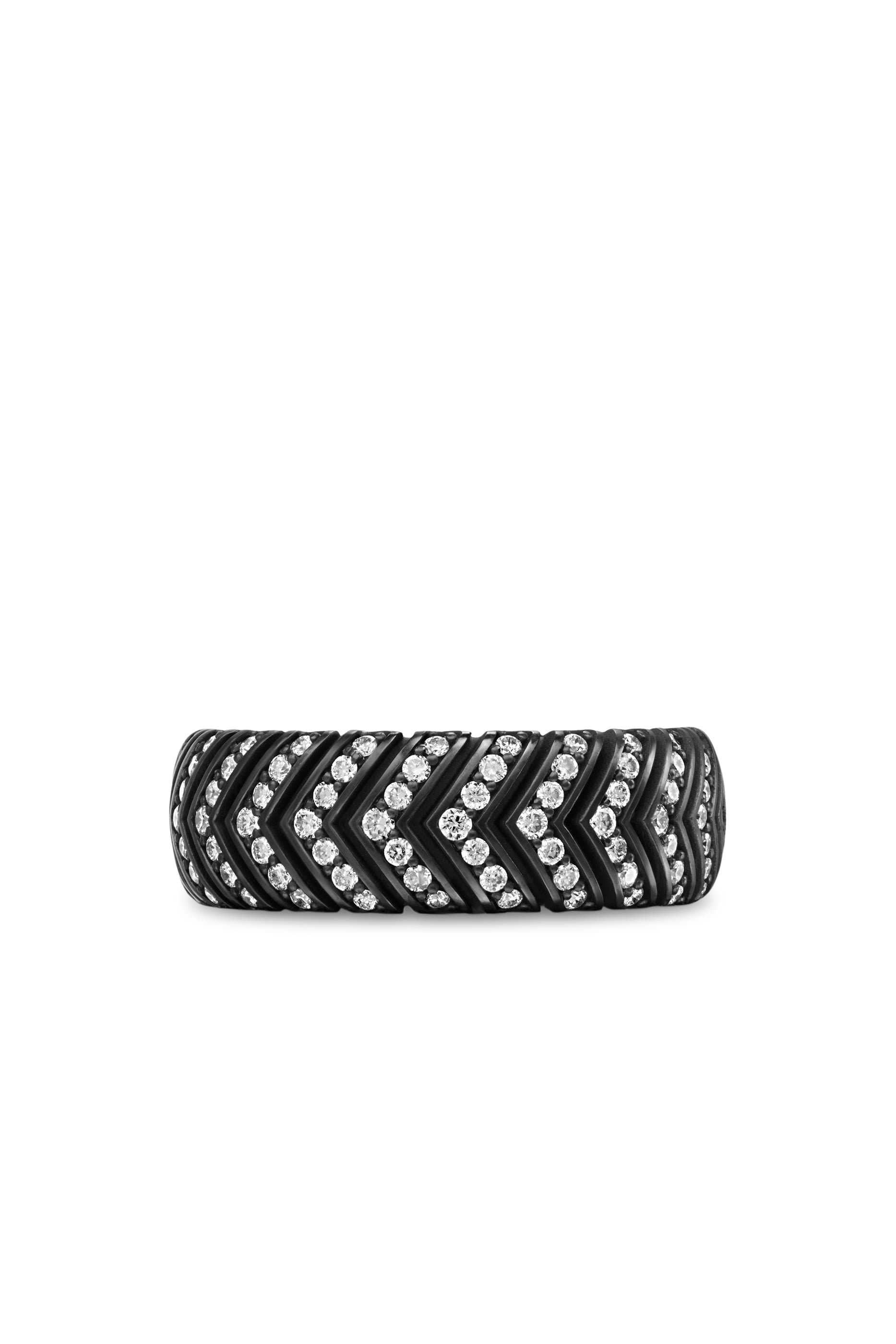 Chevron Pavé Band Ring, Titanium & Diamonds