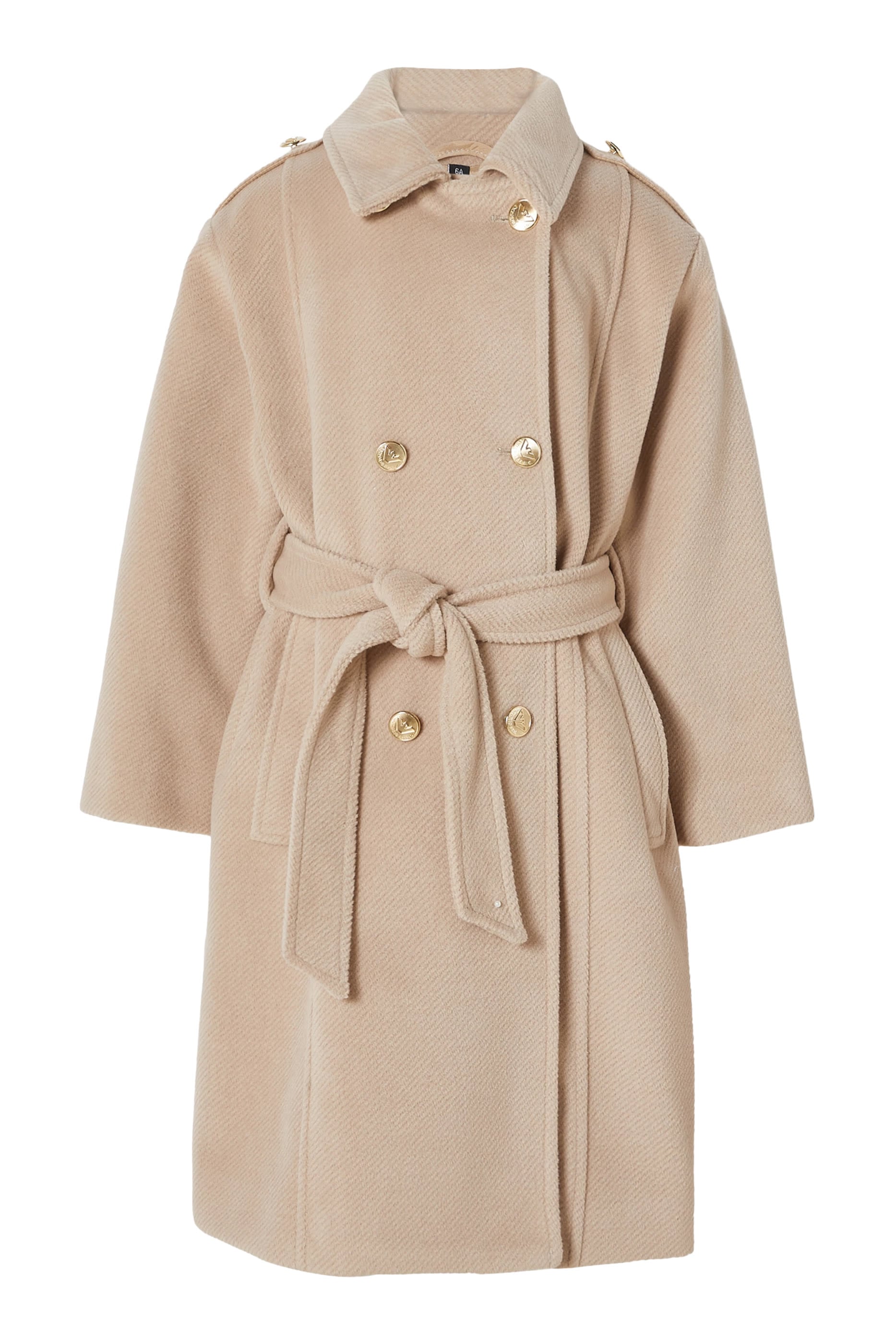 Kids Double-Breasted Diagonal Cloth Coat with Belt and Lapels 