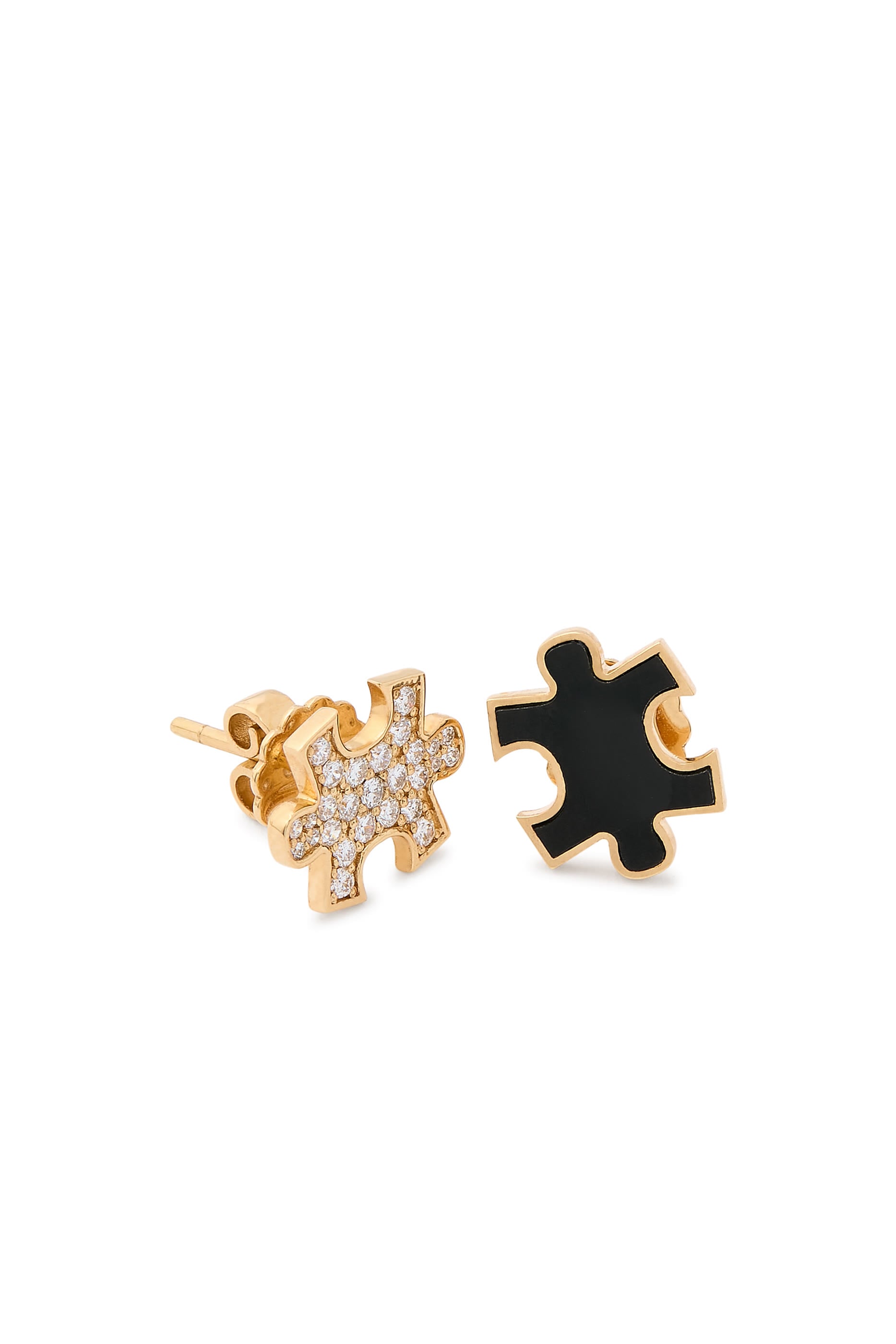 Maqta Petite Earrings, 18K Yellow Gold with Diamonds & Black Onyx
