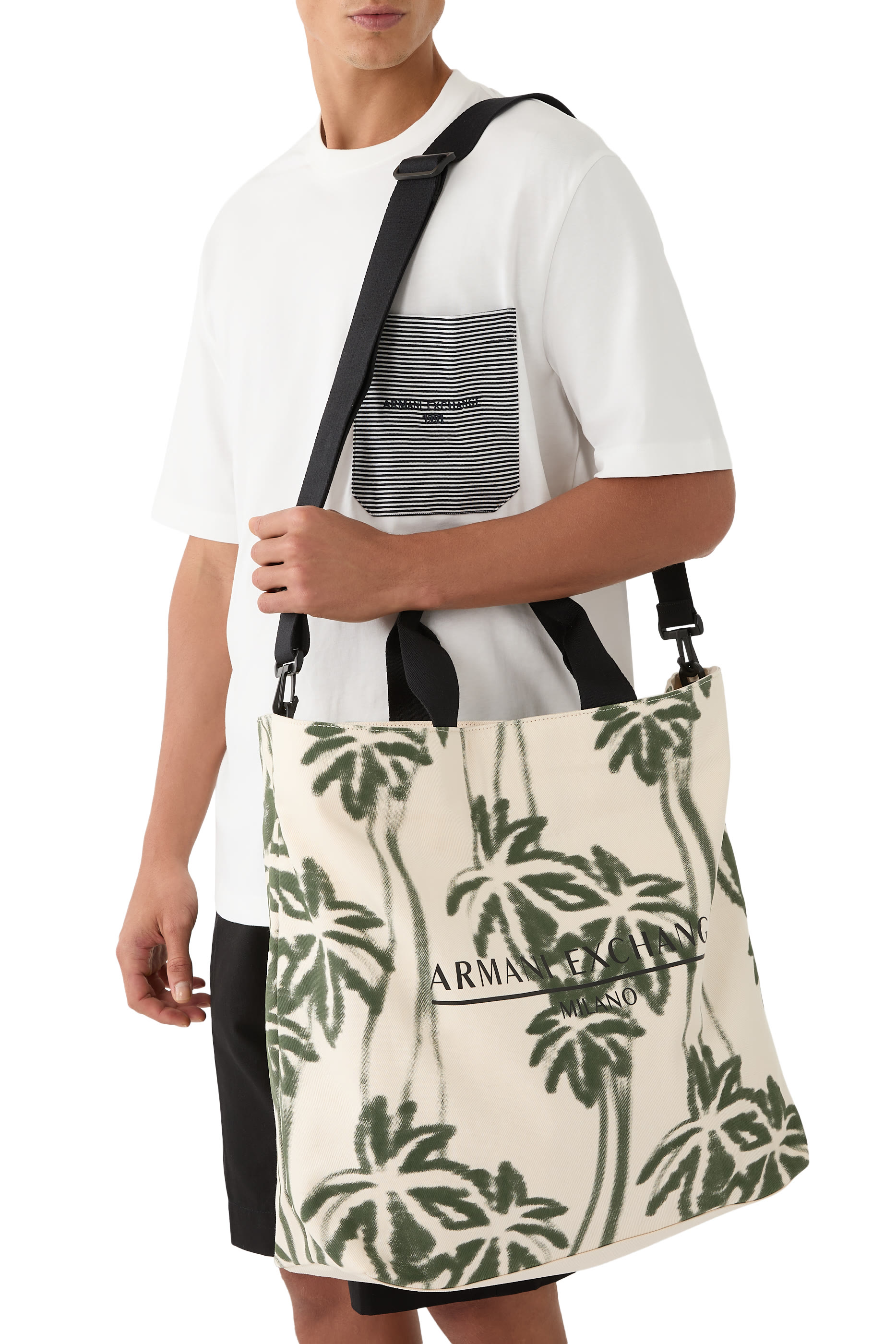 Palm-Patterned Cotton Shopper Bag