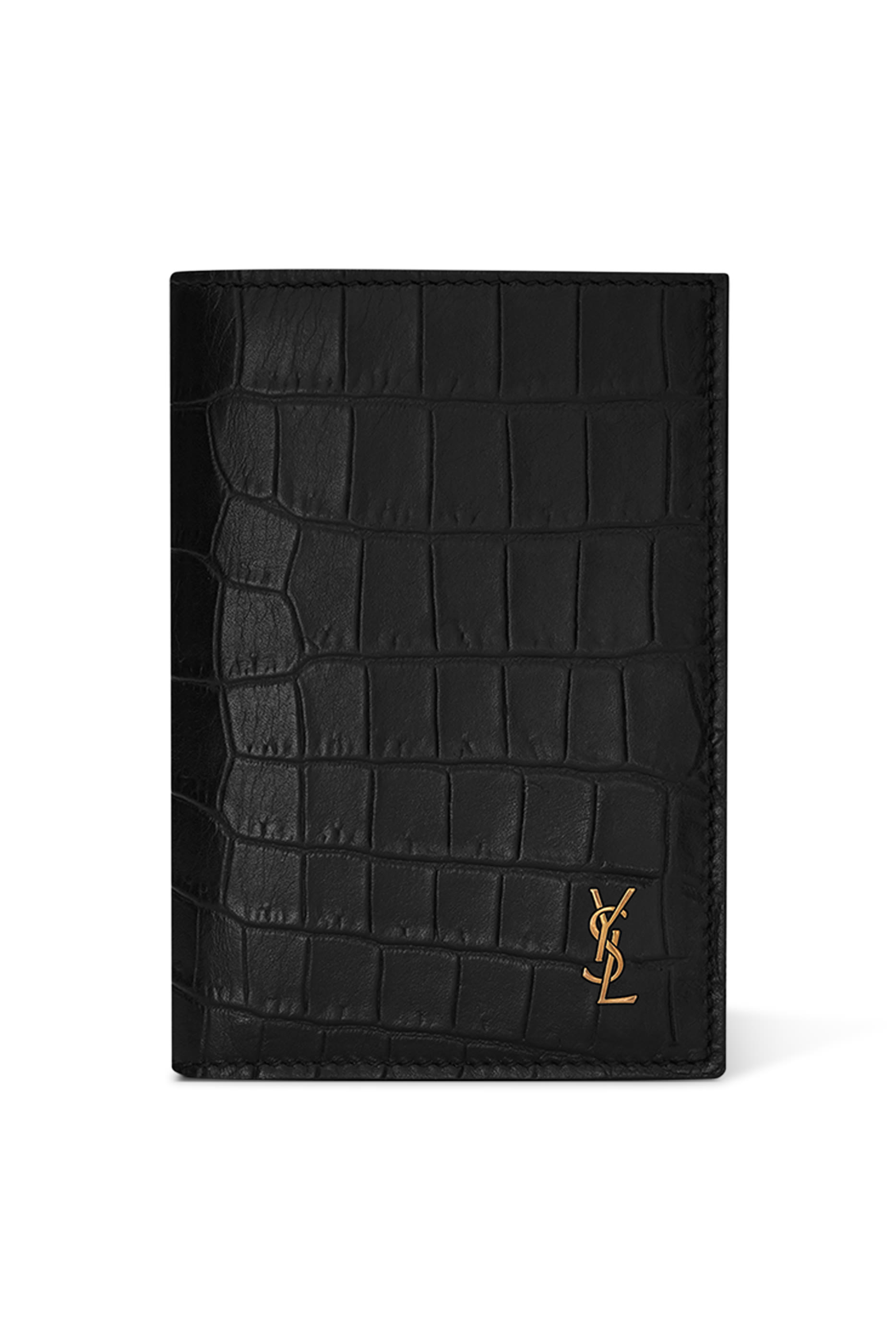 Tiny Cassandre Crocodile-Embossed Credit Card Wallet