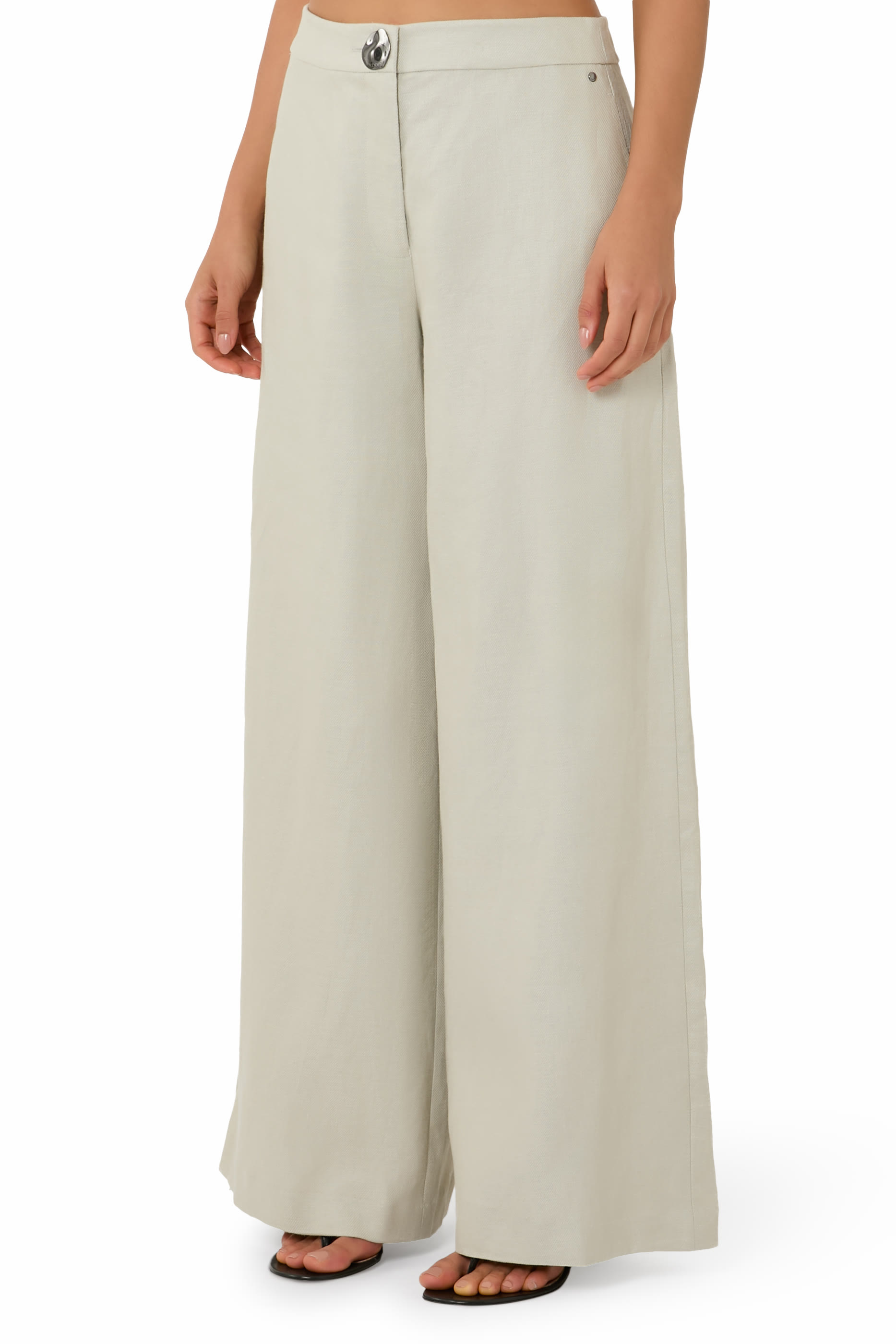 Wide-Leg Linen Twill Trousers