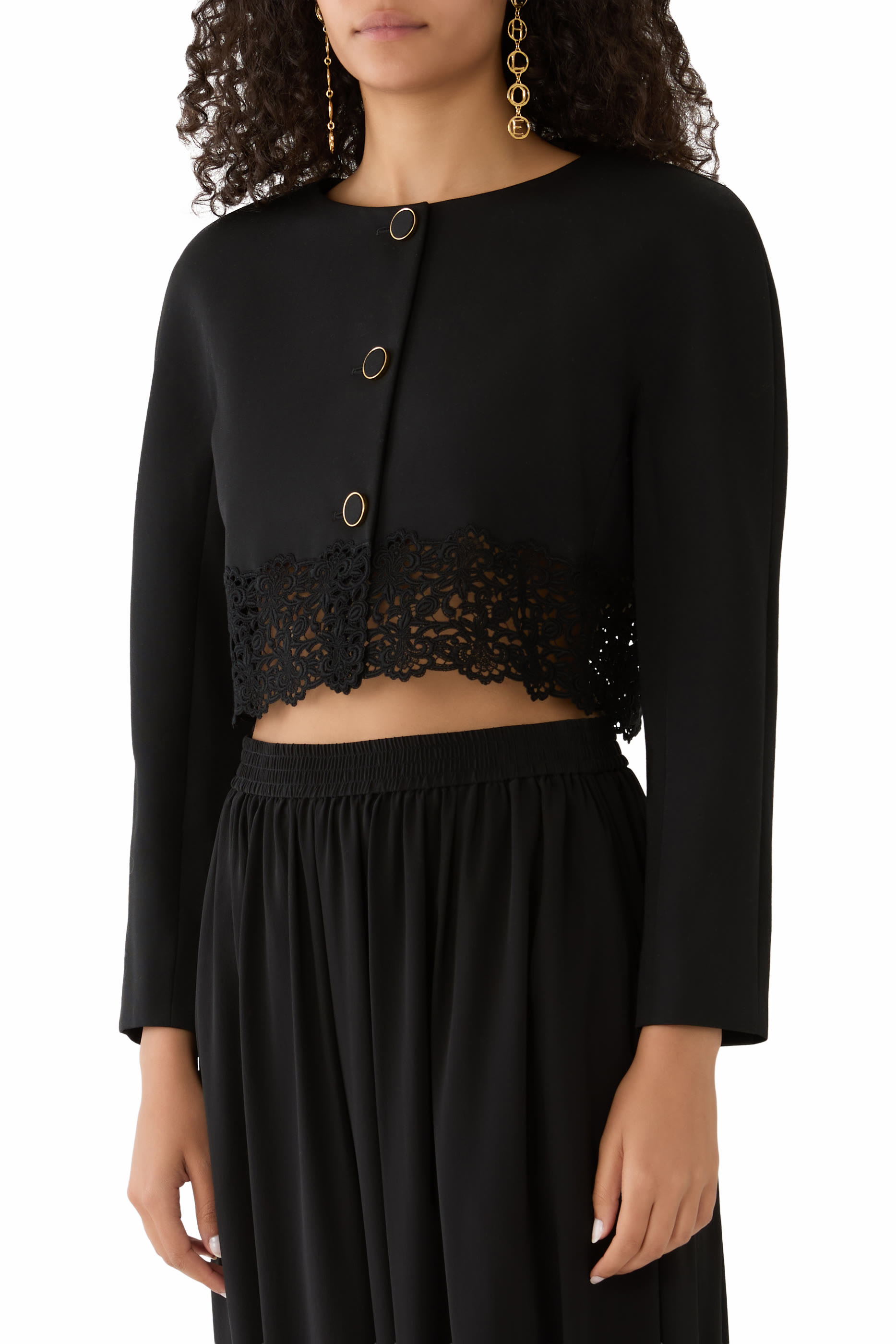 Collarless Cropped Jacket