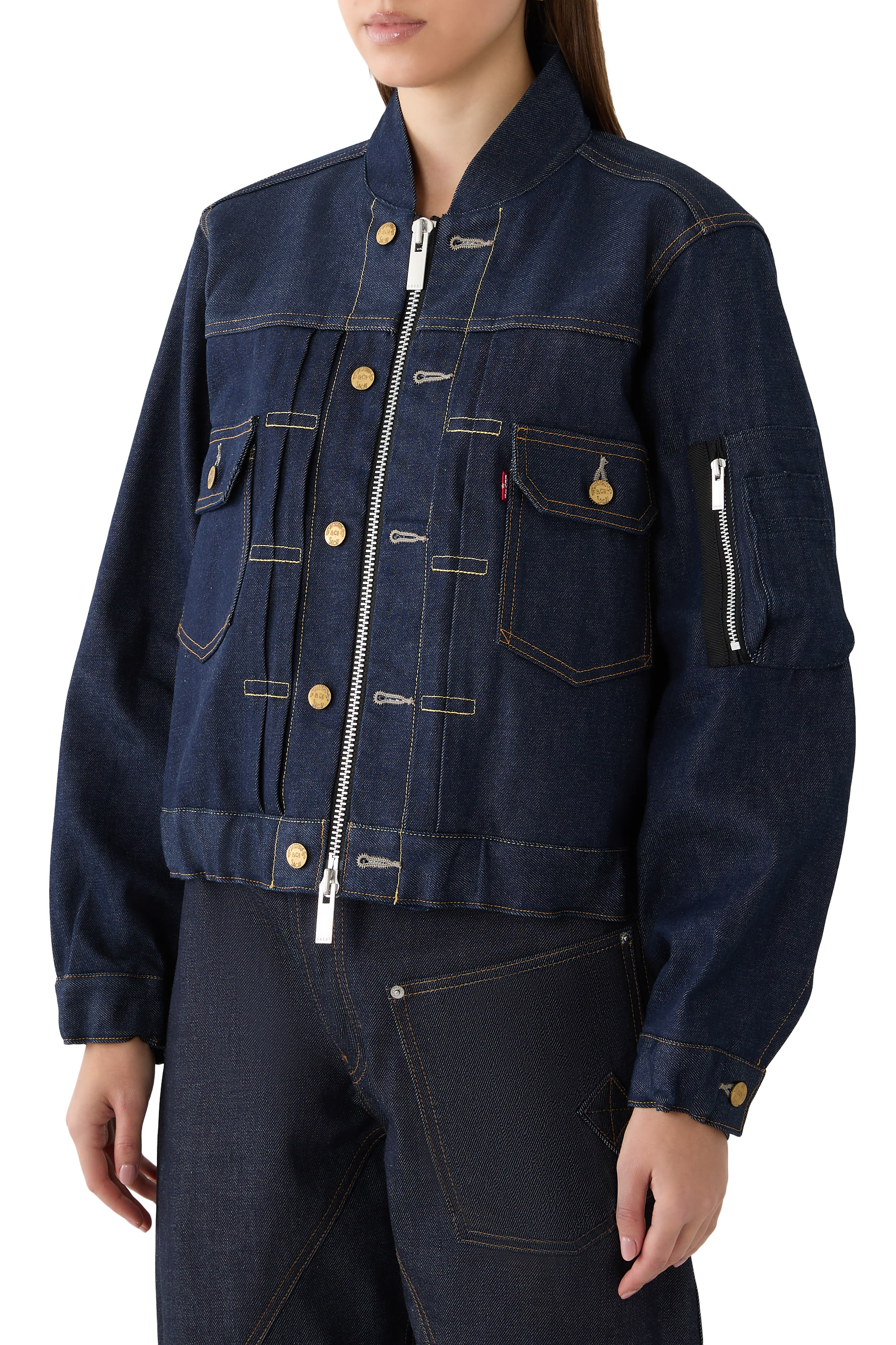 Washed Denim Blouson Jacket