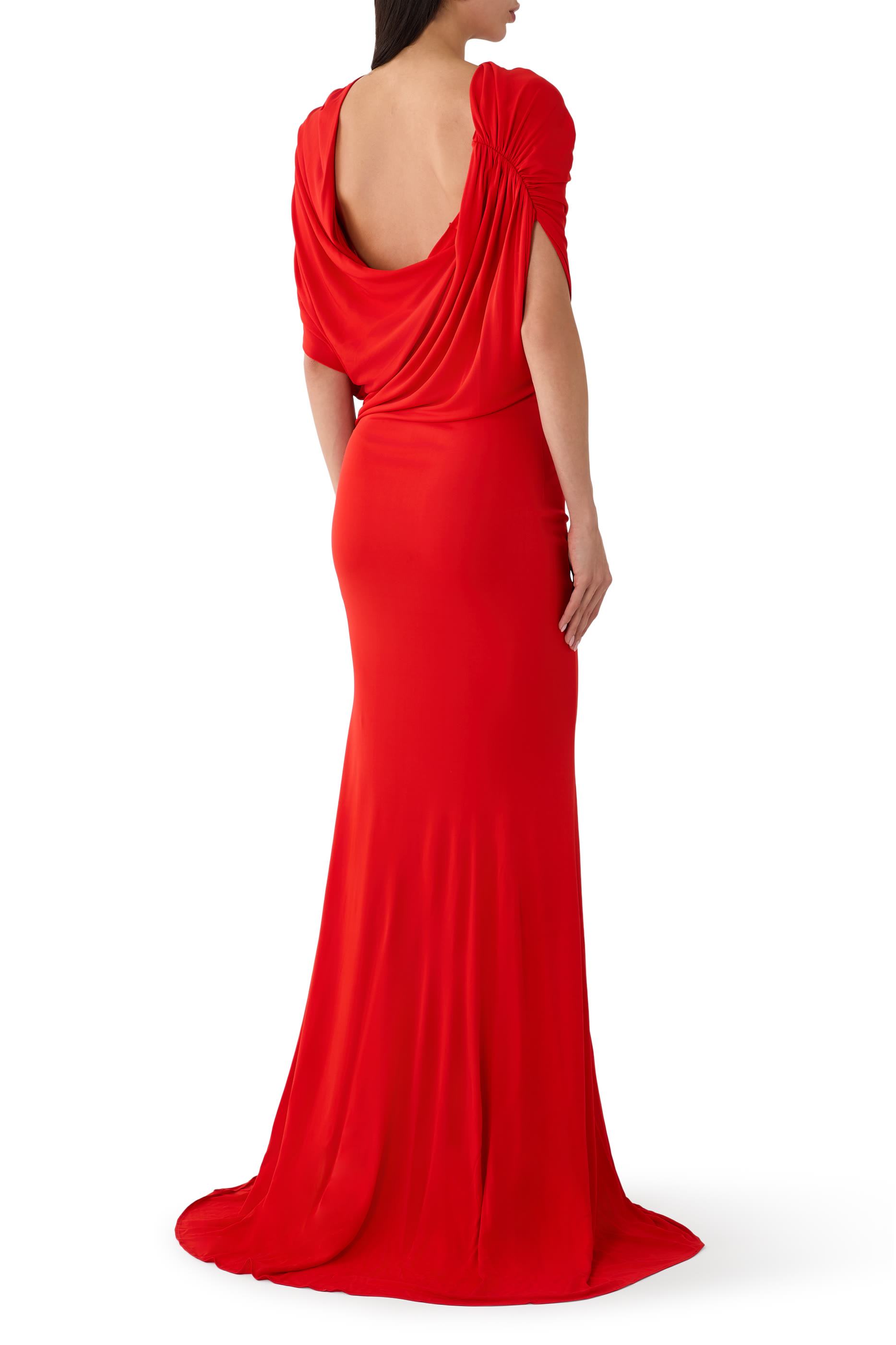 Off-Shoulder Cape Gown