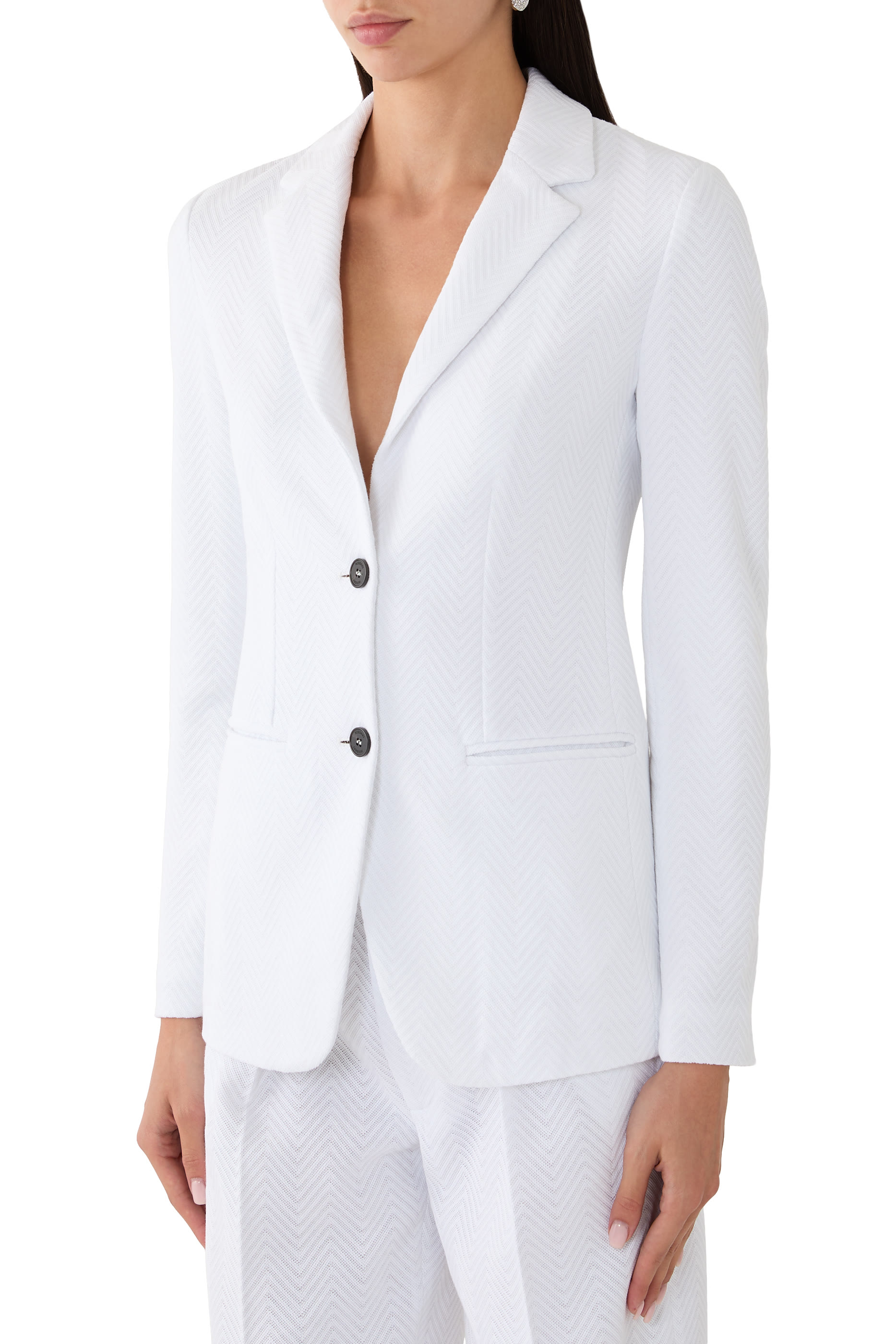 Tonal Zigzag Long Sleeves Blazer