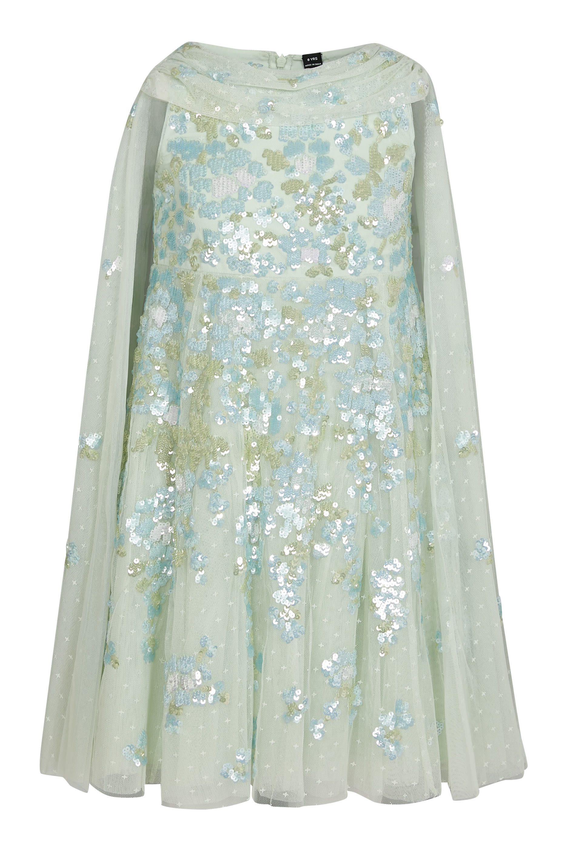 Kids Wisteria Sequin Cape Dress