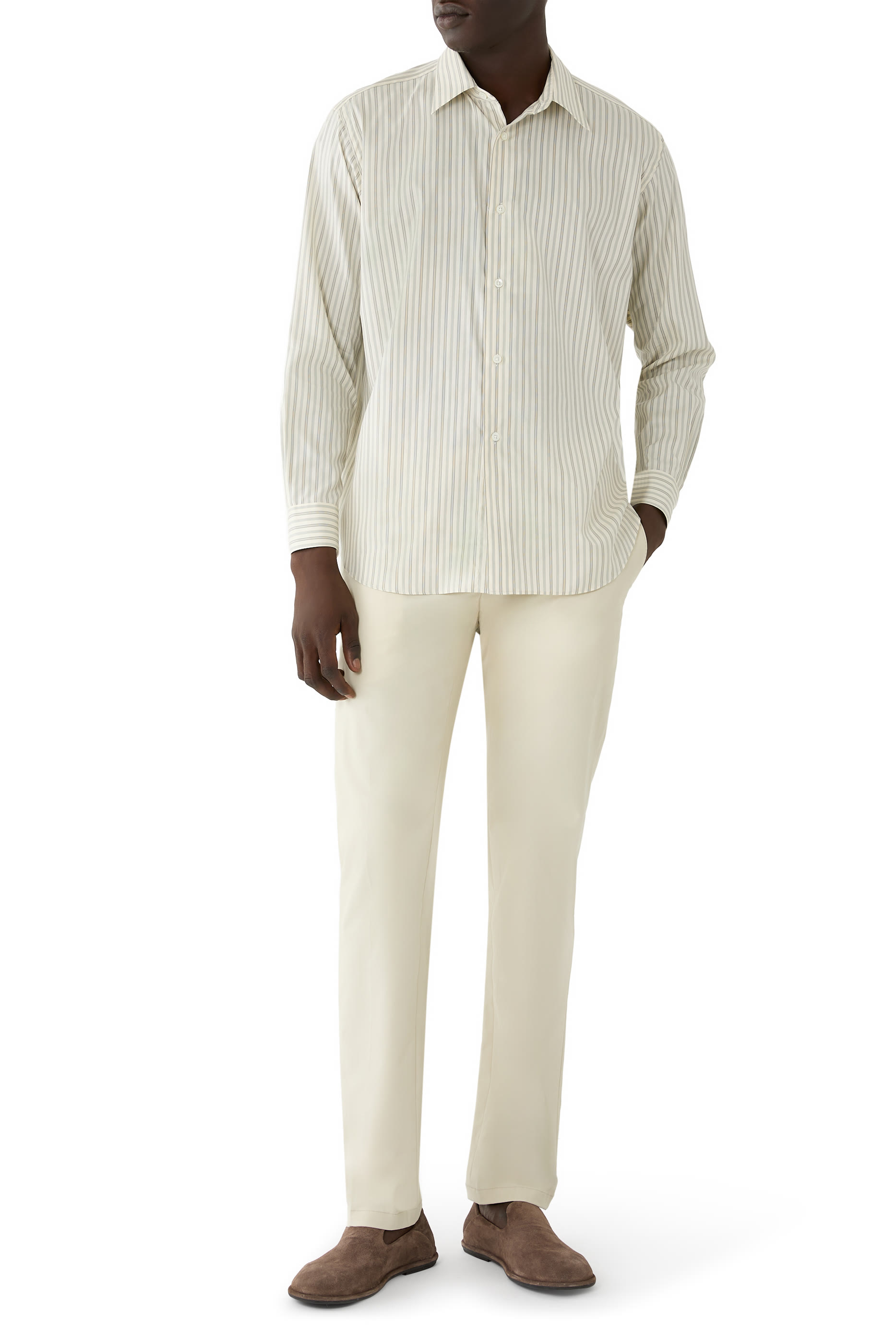 Cotton Silk Stripe Shirt