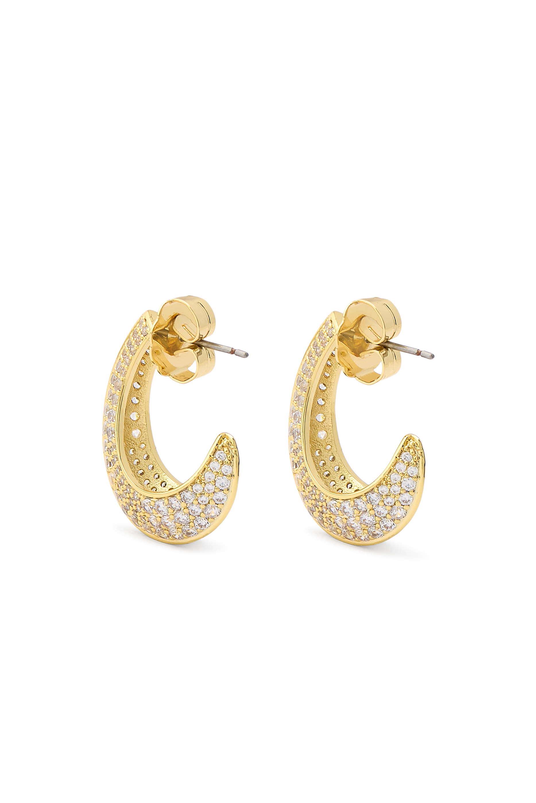 Modern Pave CZ Half Hoop Earrings