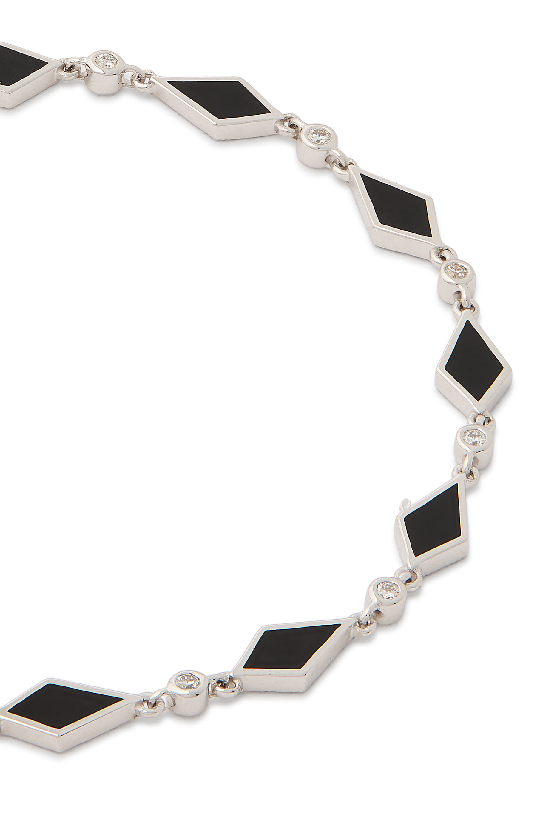 Mosaic Bracelet, 18k White Gold & Enamel, Diamond