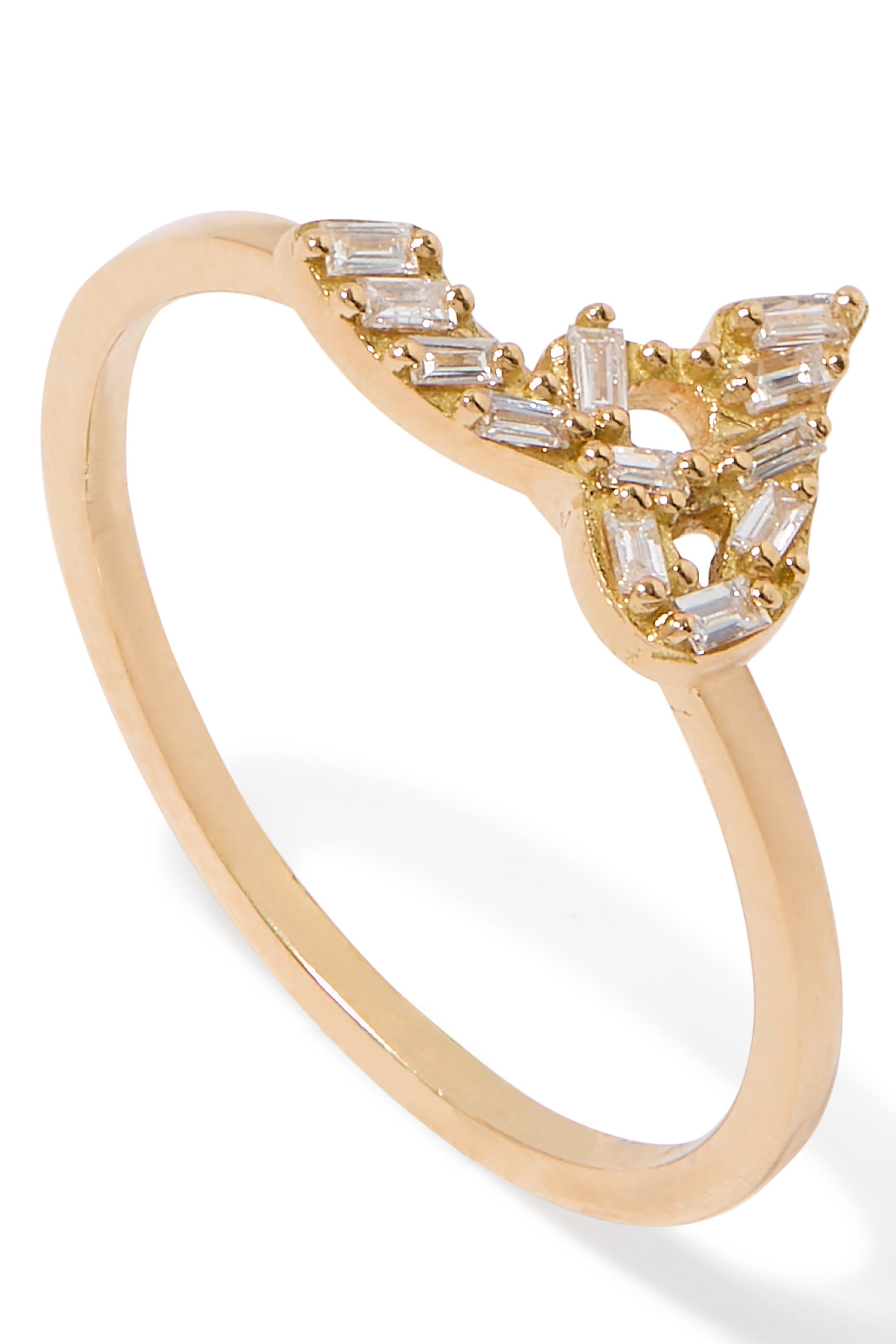 Oula XS Arabic Letter Haa Ring, 18K Yellow Gold & Diamonds