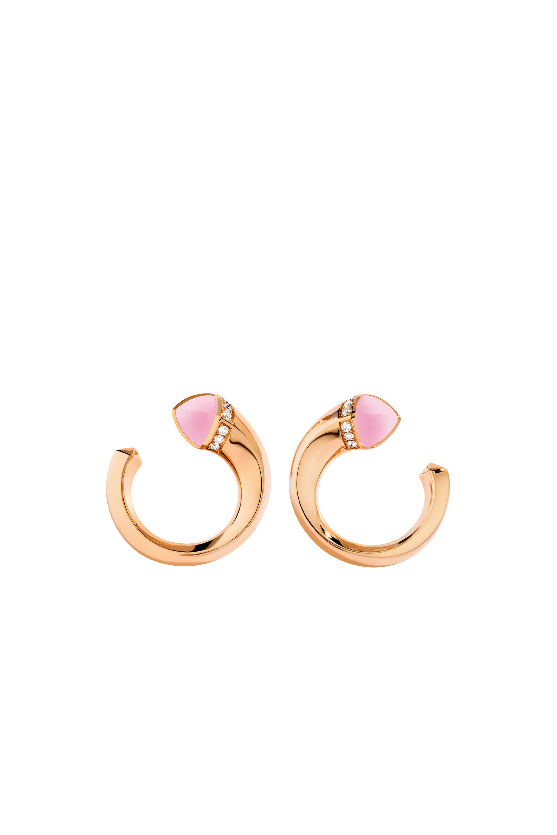Cleo Venus Midi Earrings, 18k Rose Gold, Pink Coral & Diamond