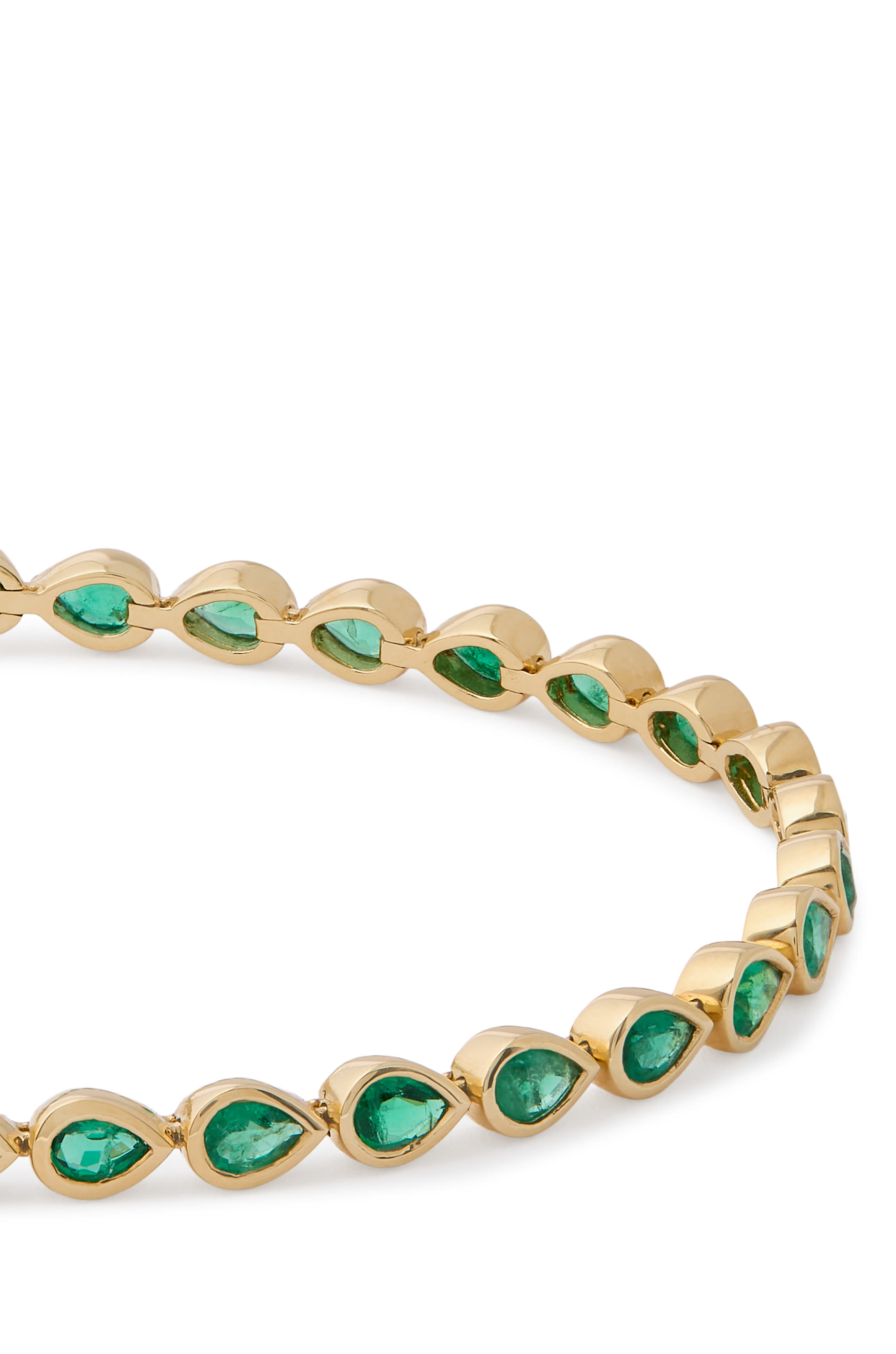 Bezeled Pear Bracelet, 18k Yellow Gold & Emerald