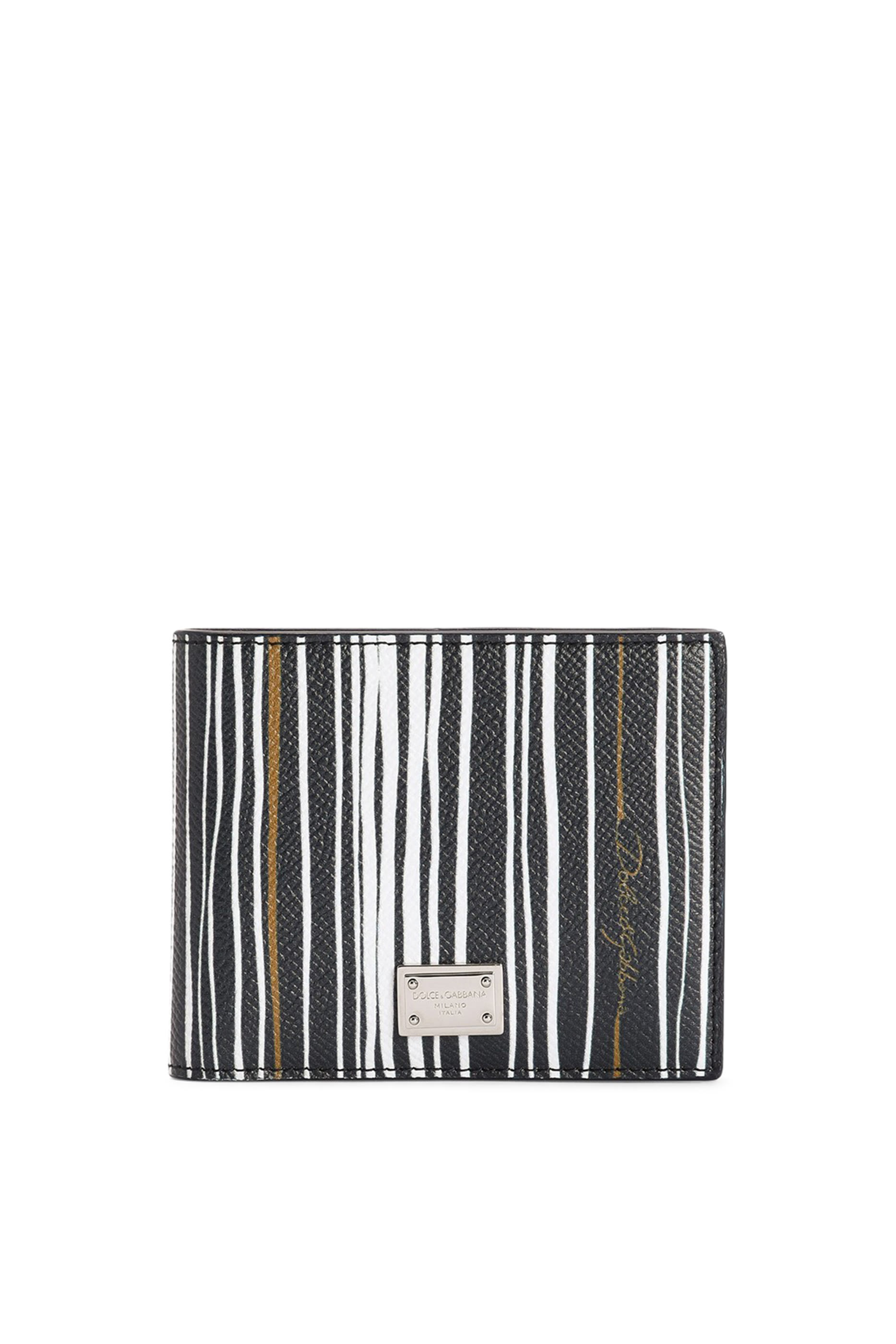 Stripe-Print Calfskin Wallet