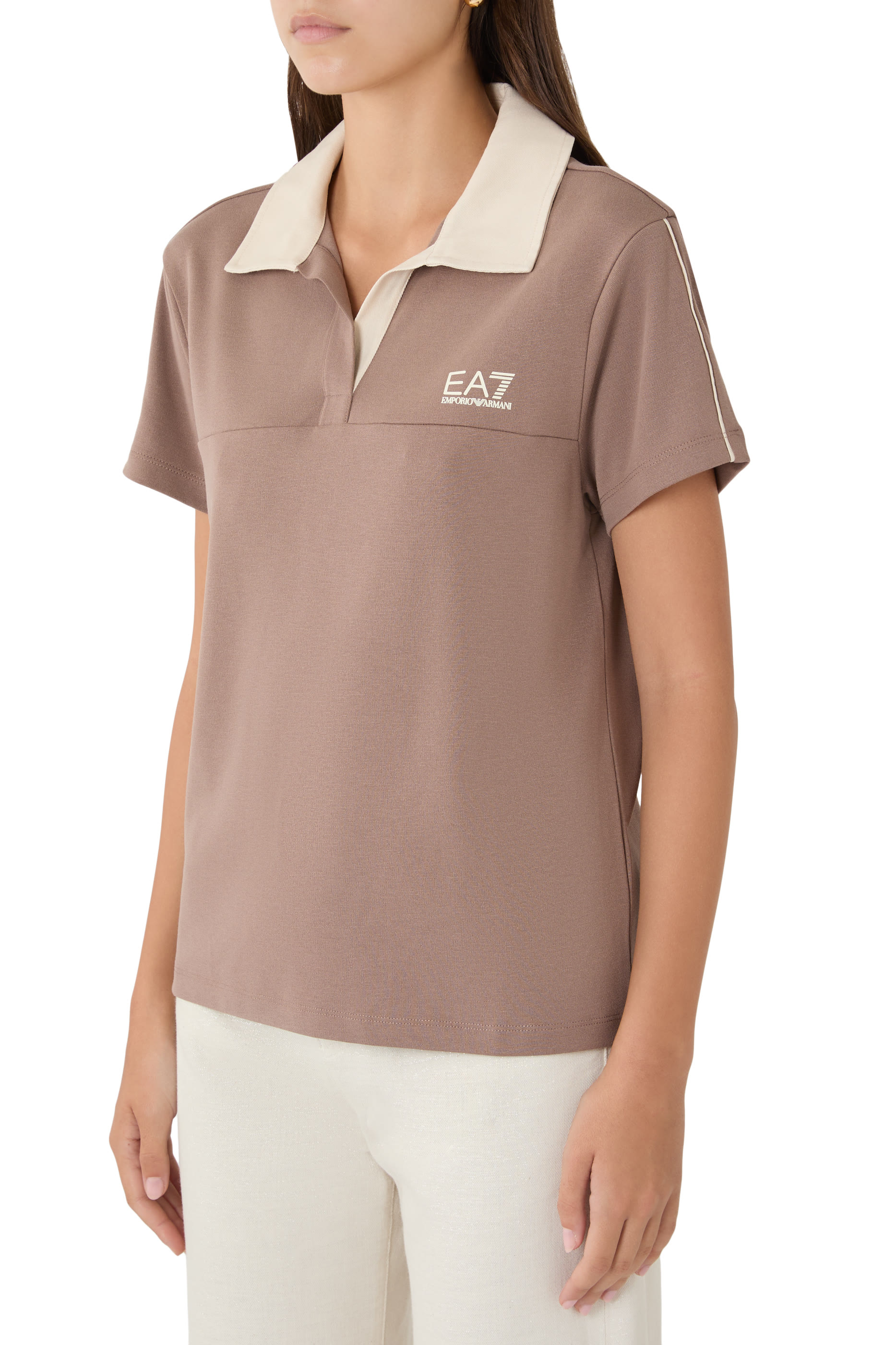 EA7 Contrast-Collar Polo Shirt