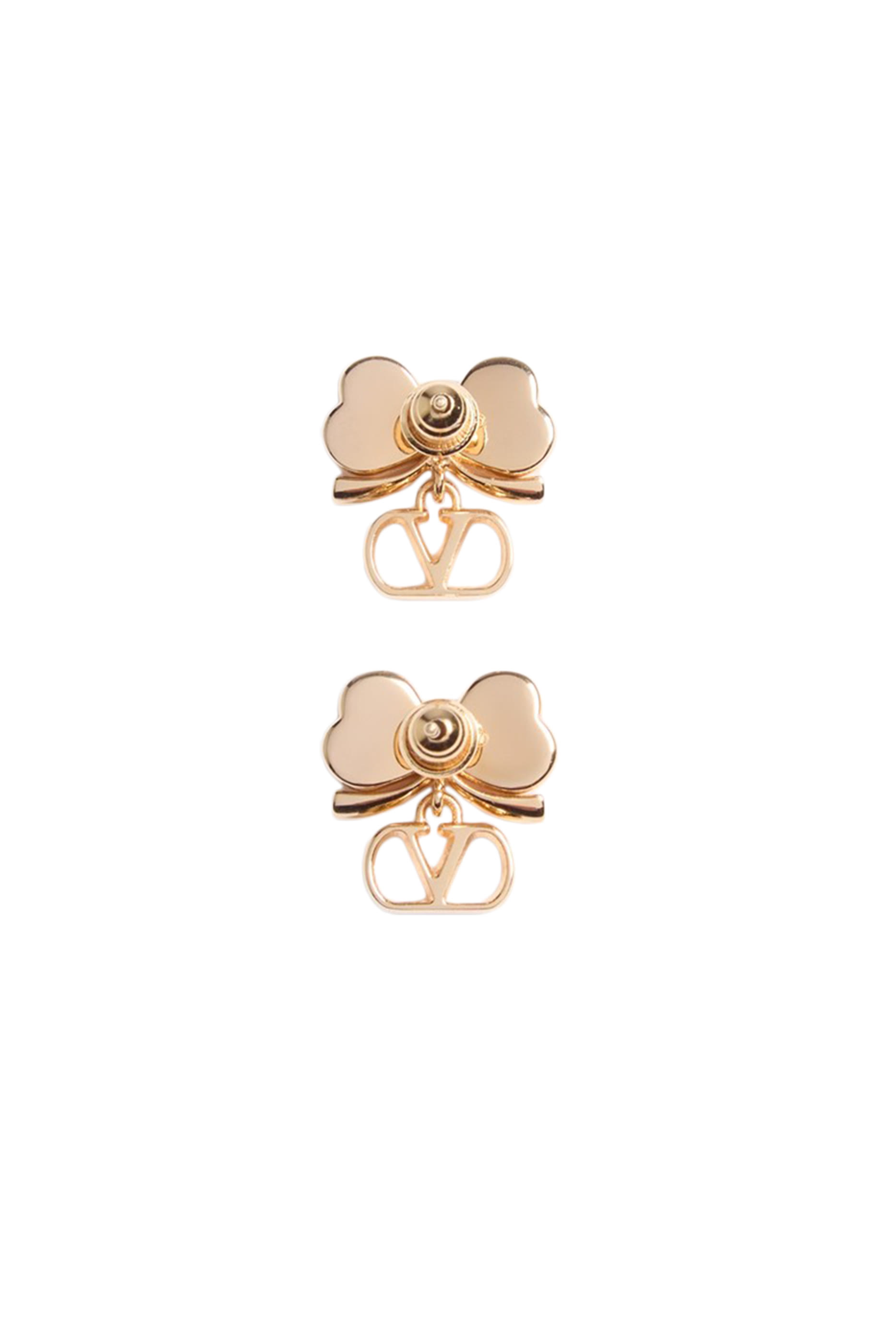 VLogo Floc Earrings in Metal and Crystals