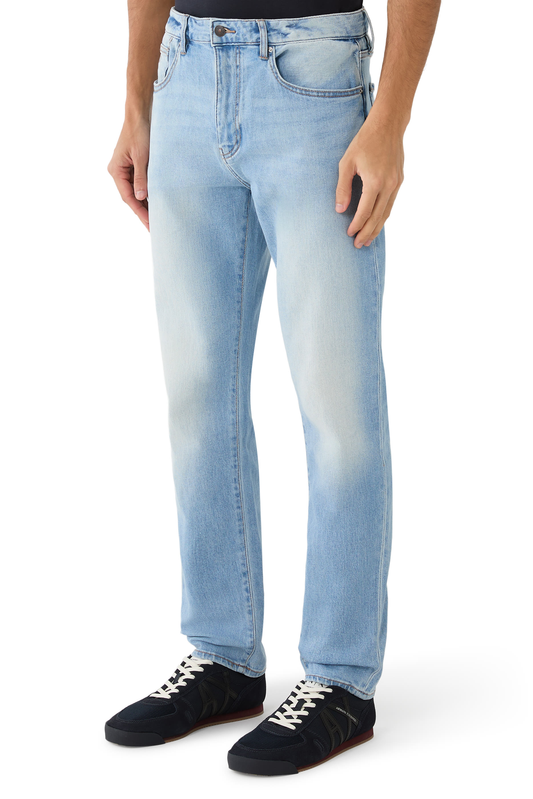 Zip-Fly Faded 5-Pocket Jeans
