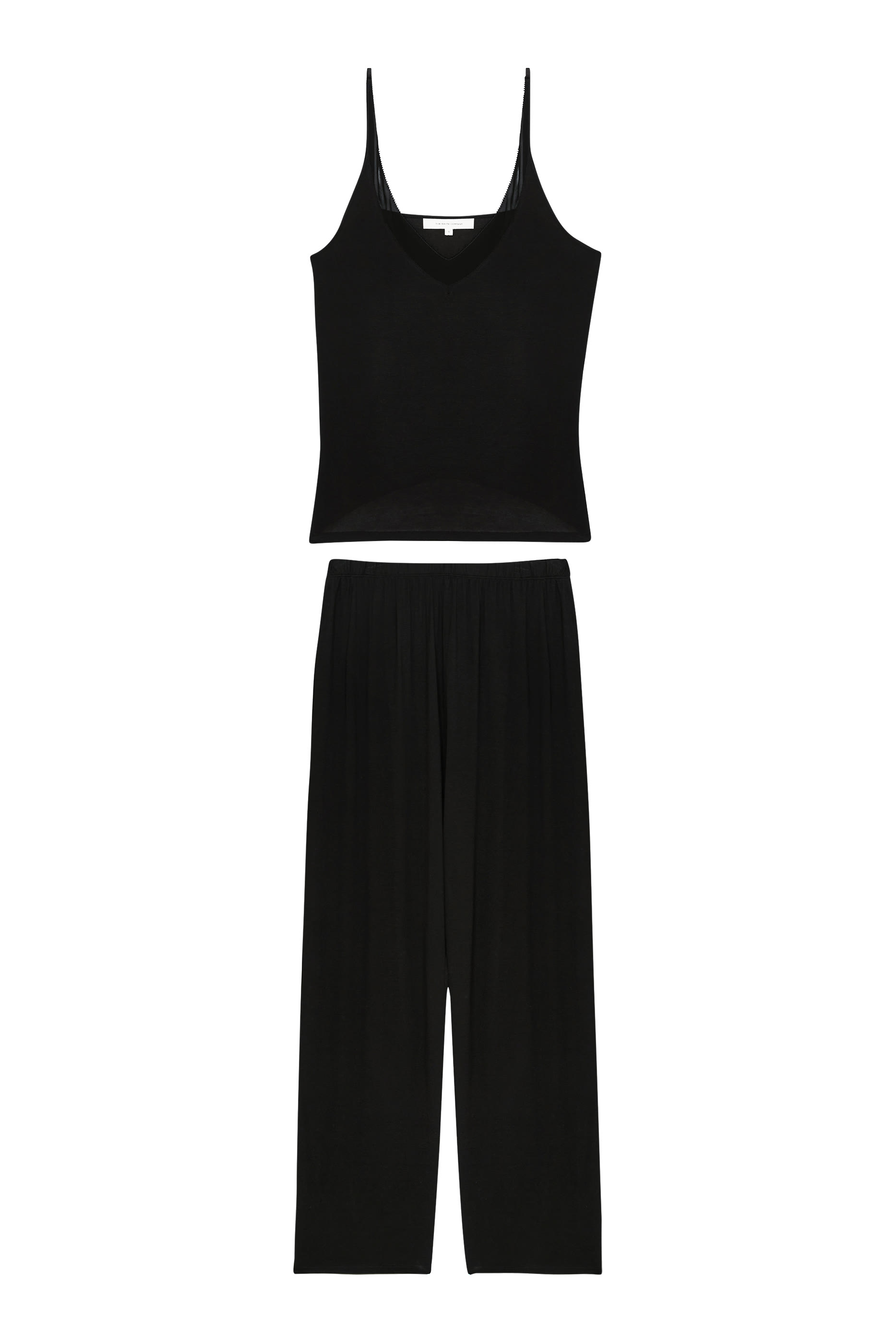  Jersey Chiffon Detail V-Neck Pajama Set 