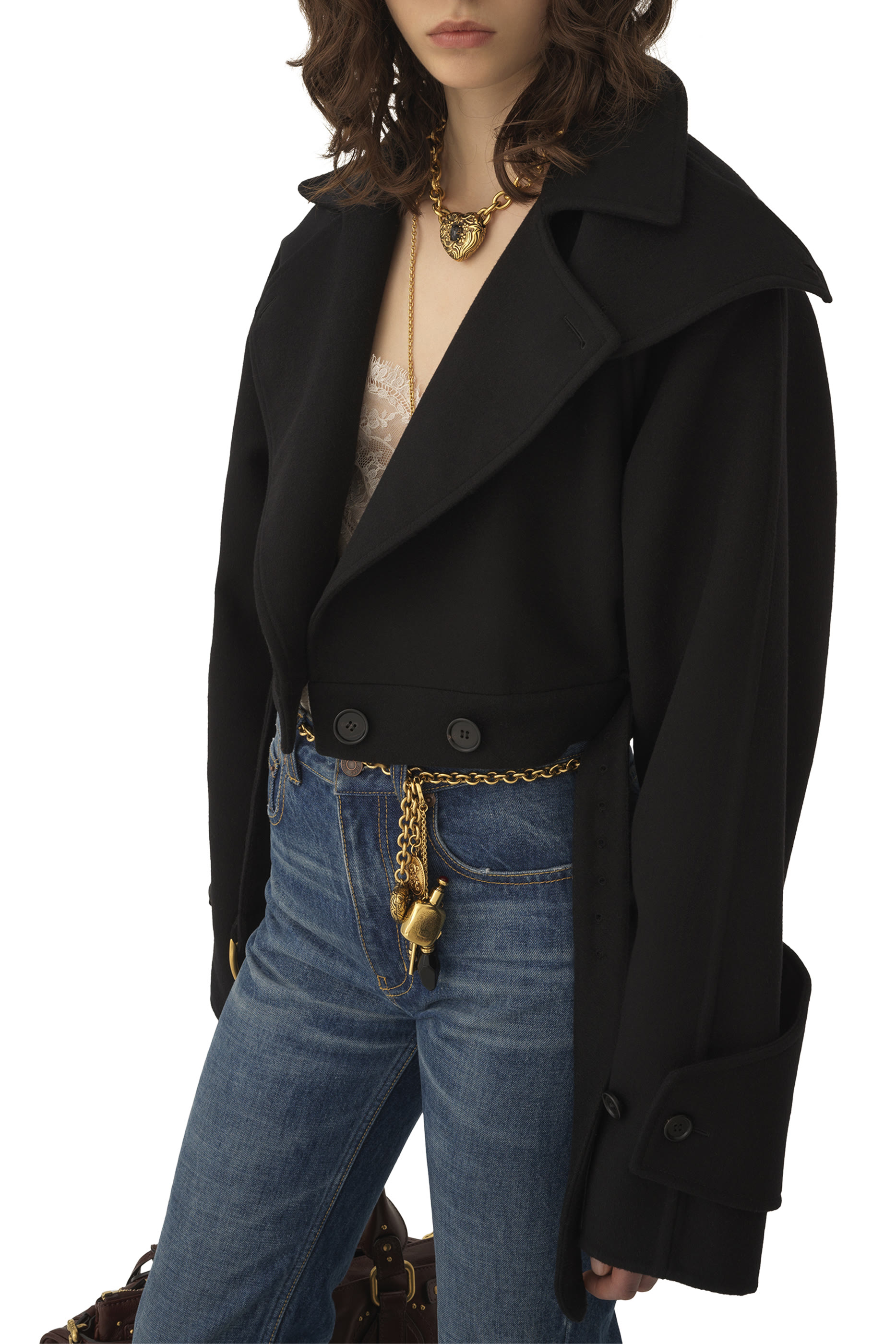 Cropped Coat in Double-Face Wool