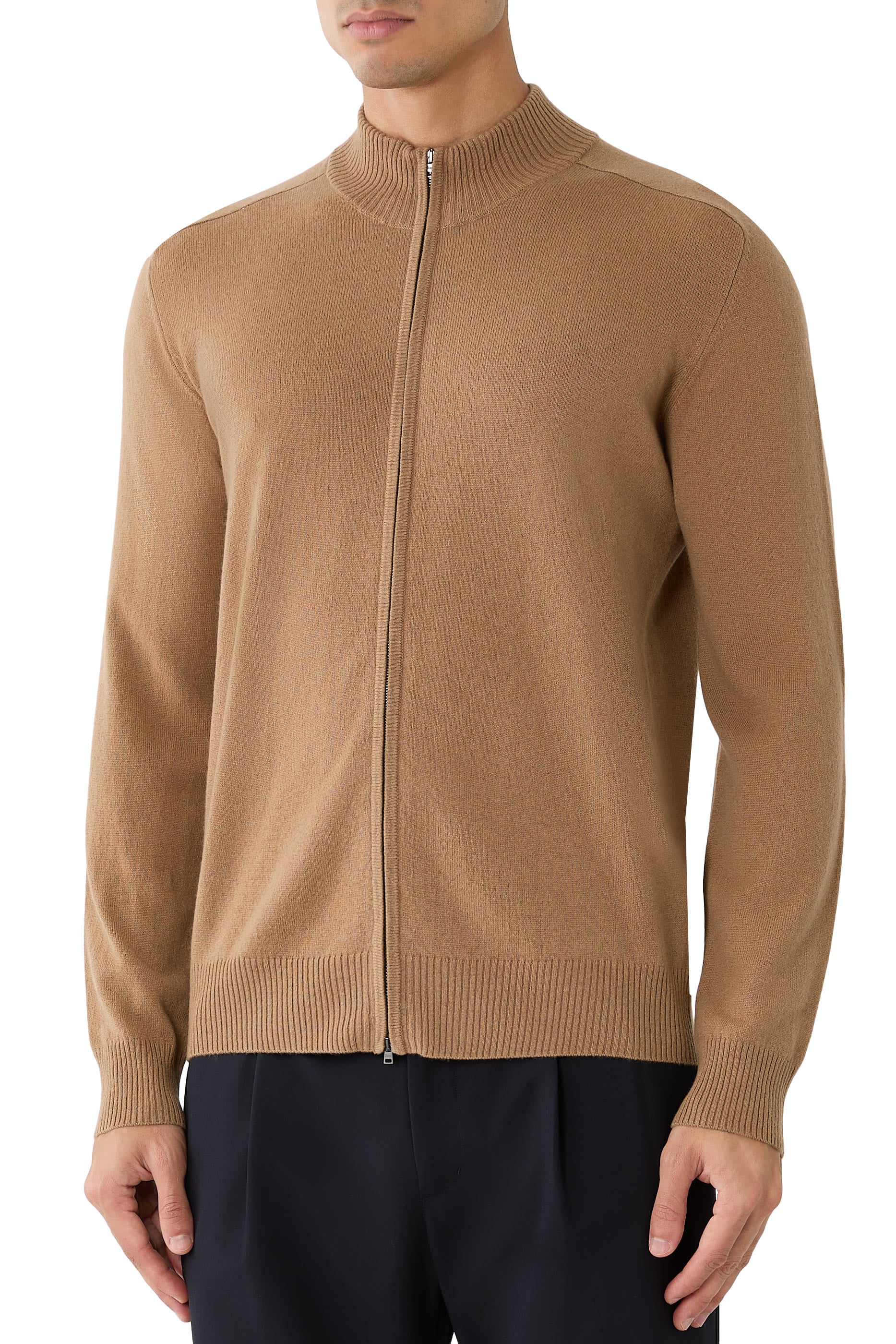 Slim-Fit Zip-Up Cardigan