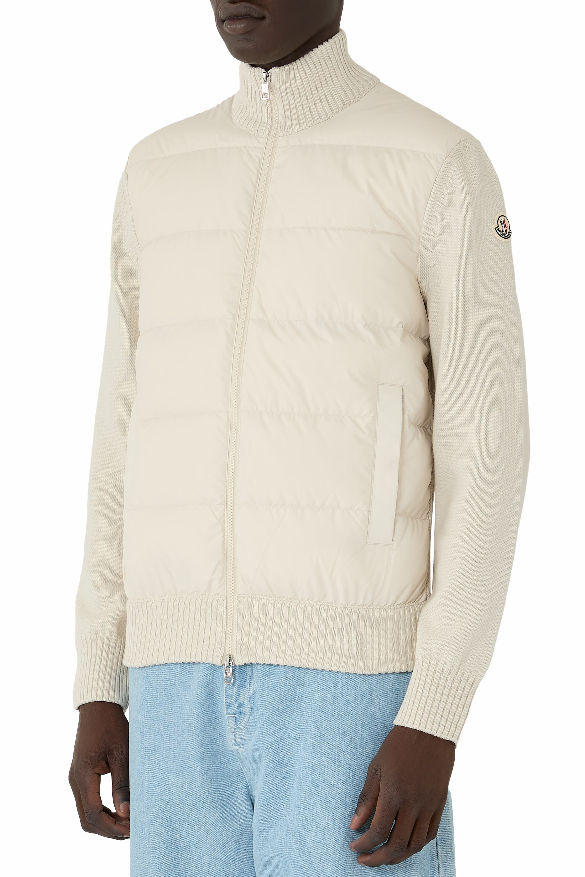 Padded Wool Zip-Up Cardigan