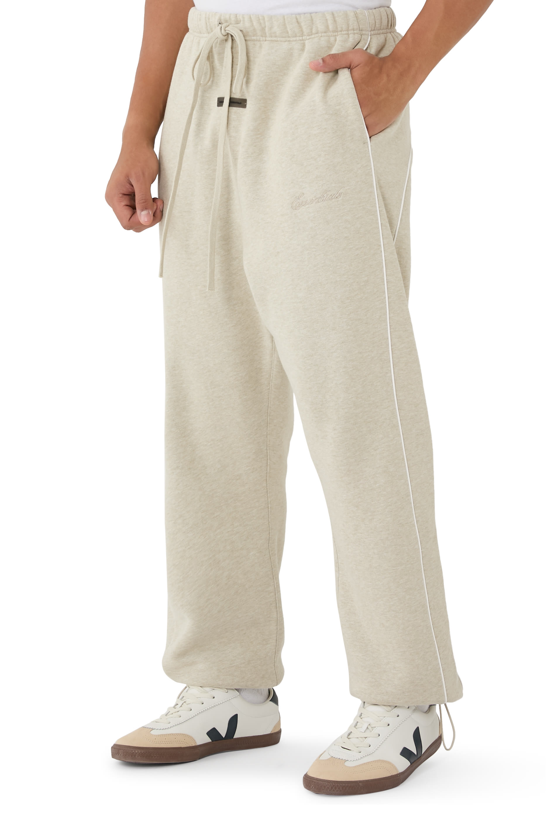 Relaxed Fleece Sweatpants with Piping