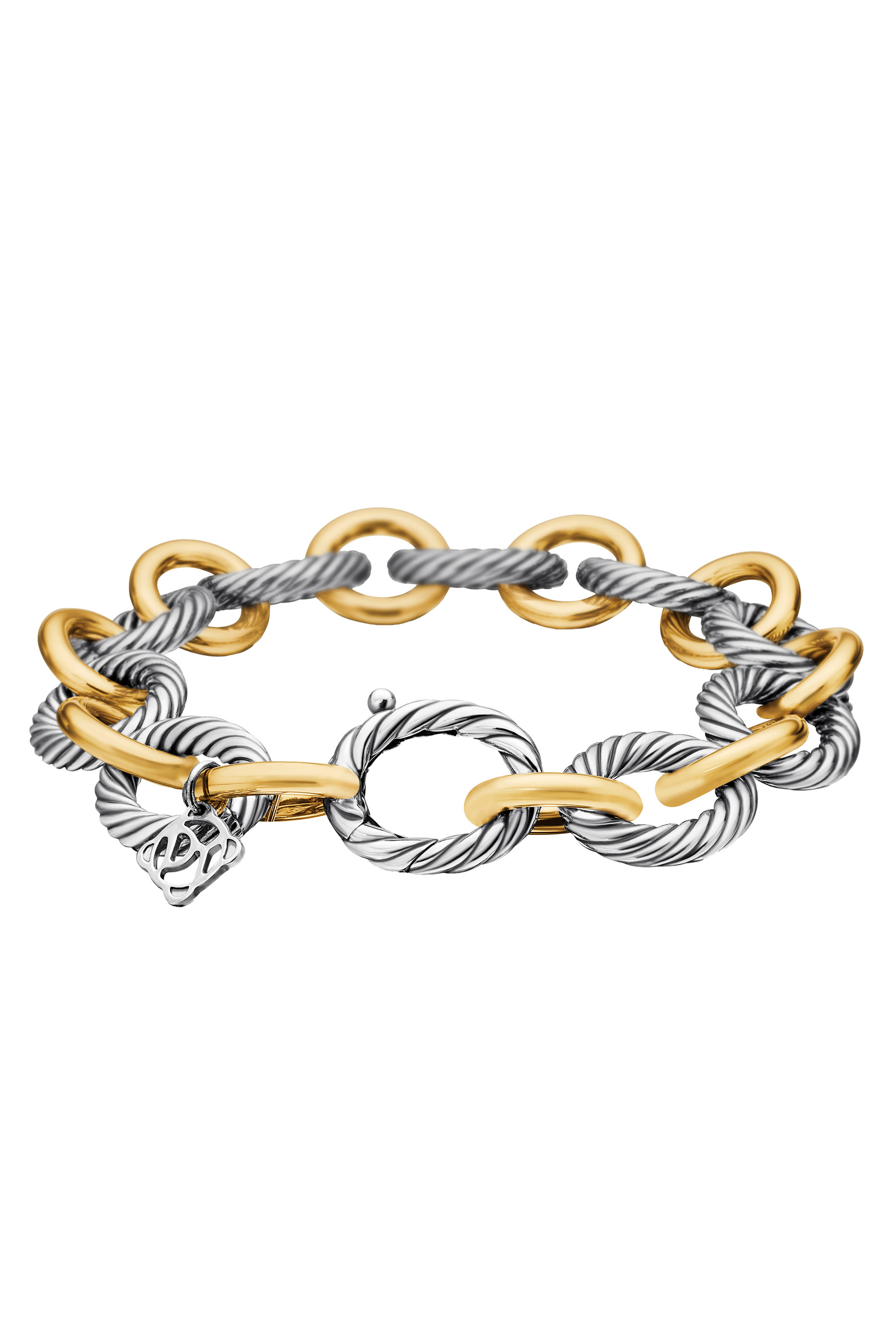 Oval Link Chain Bracelet, 18K Yellow Gold & Sterling Silver