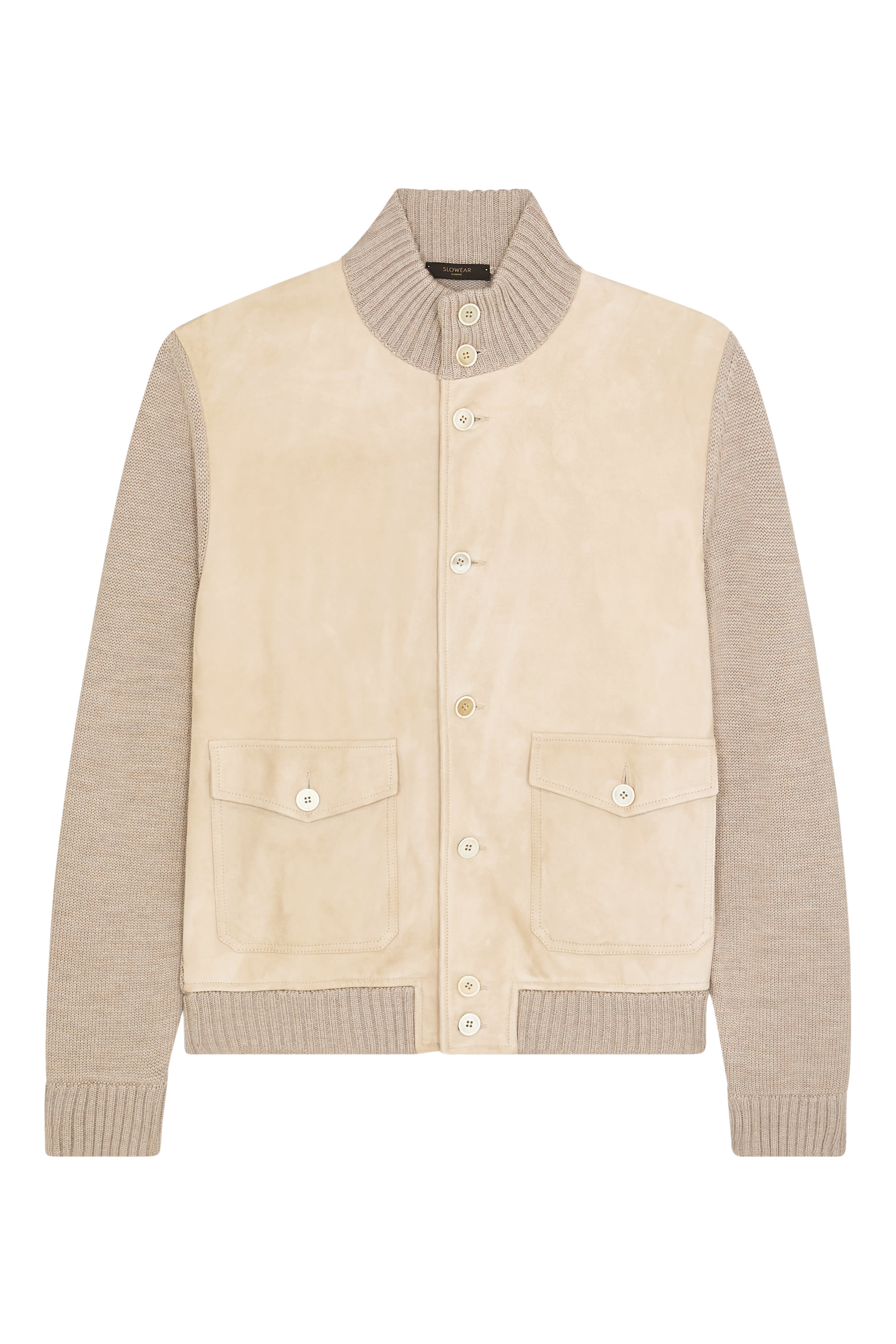 Slim Fit Suede and Wool Jacket