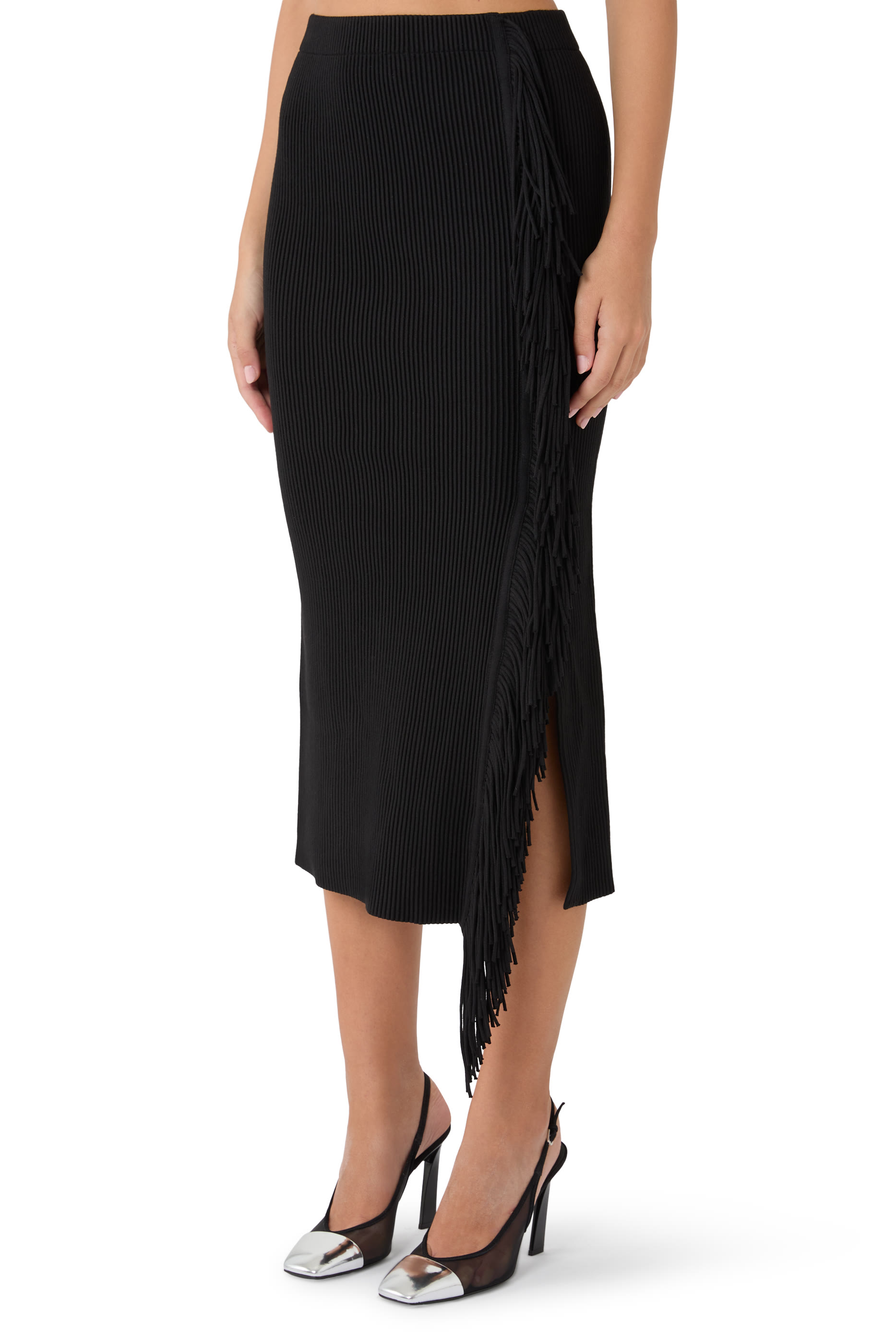 Slit and Side-Fringe Skirt