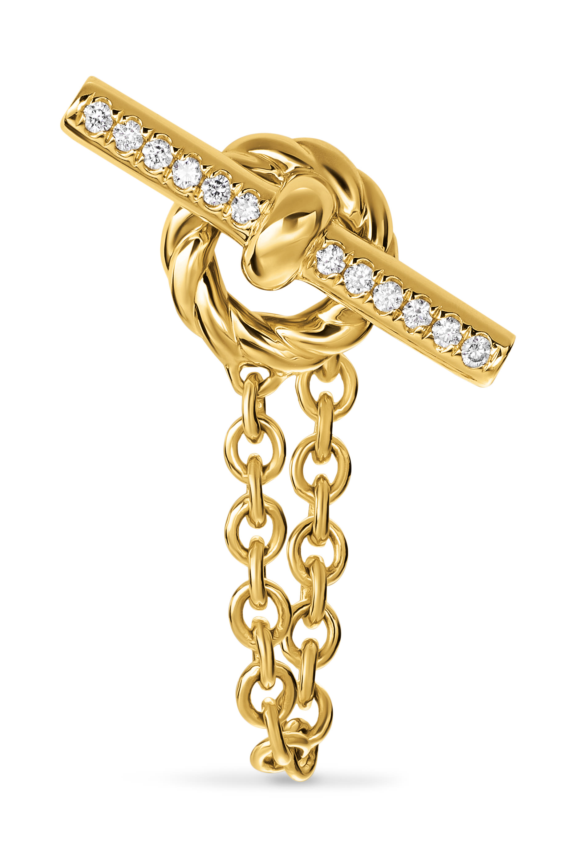 DY Mercer&reg; Petite Toggle Chain Stud Earrings, 18K Yellow Gold & Diamonds