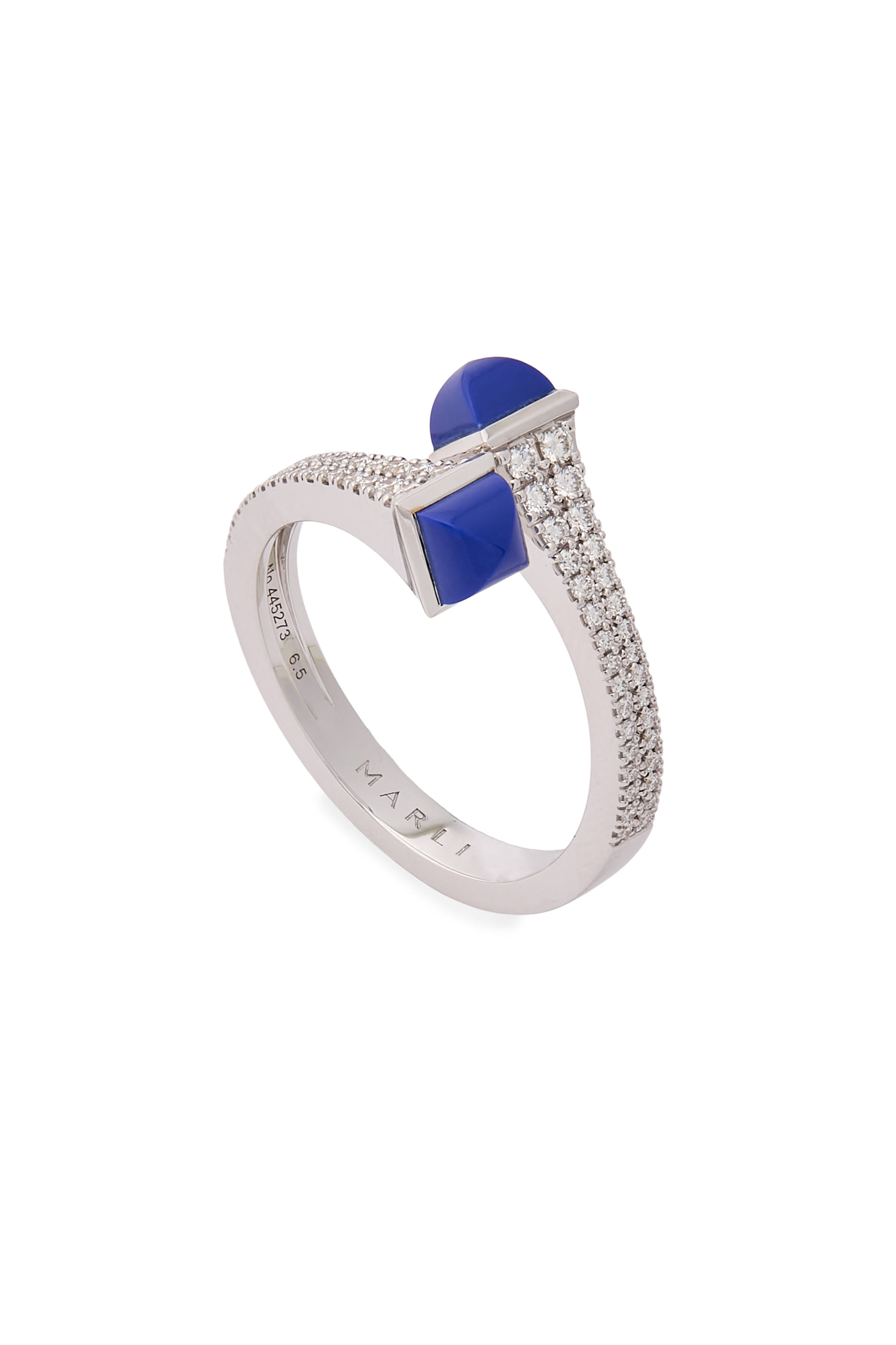 Cleo Slim Ring, 18k White Gold Lapis Lazuli & Diamonds