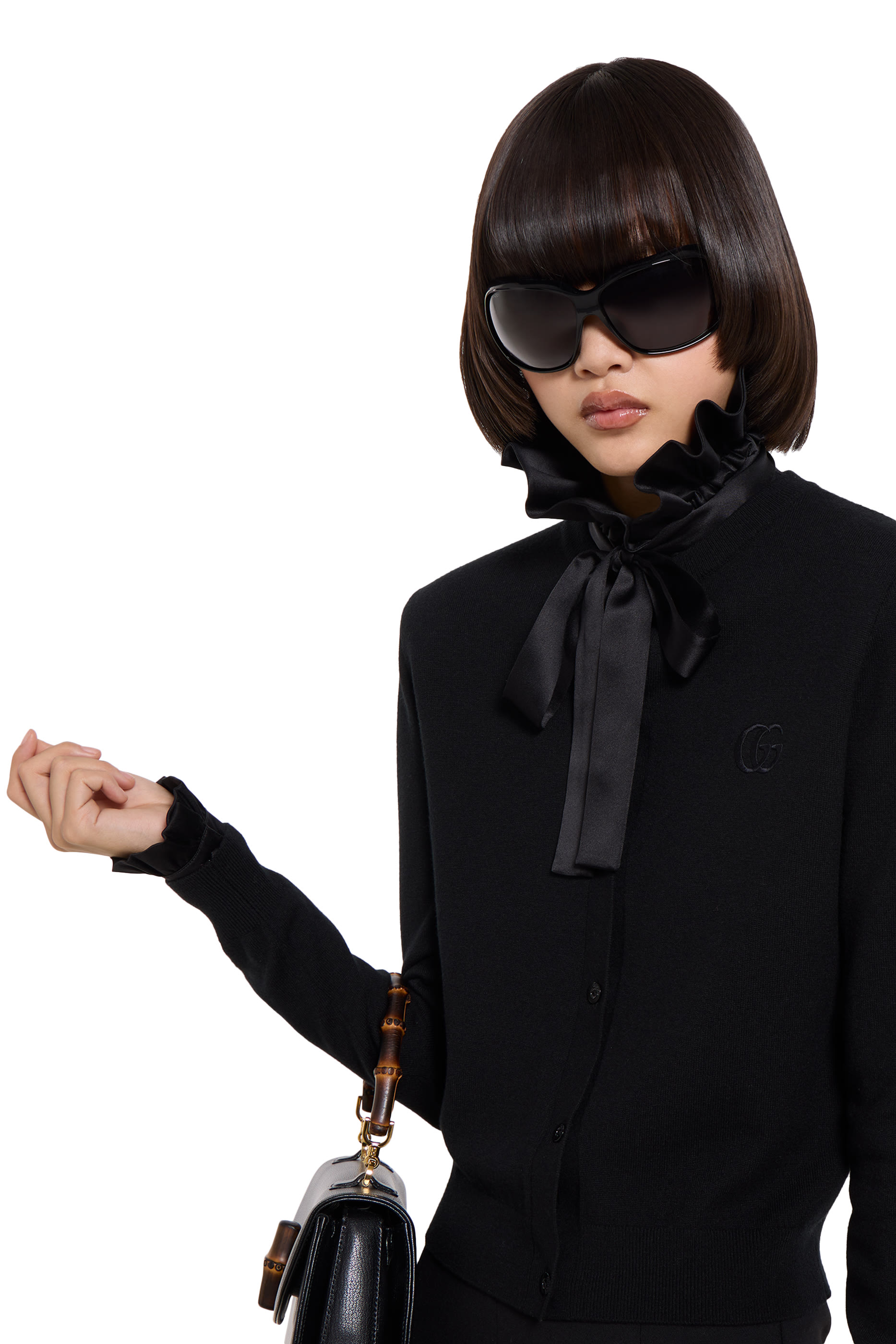 Knit Wool Cardigan with Embroidery 