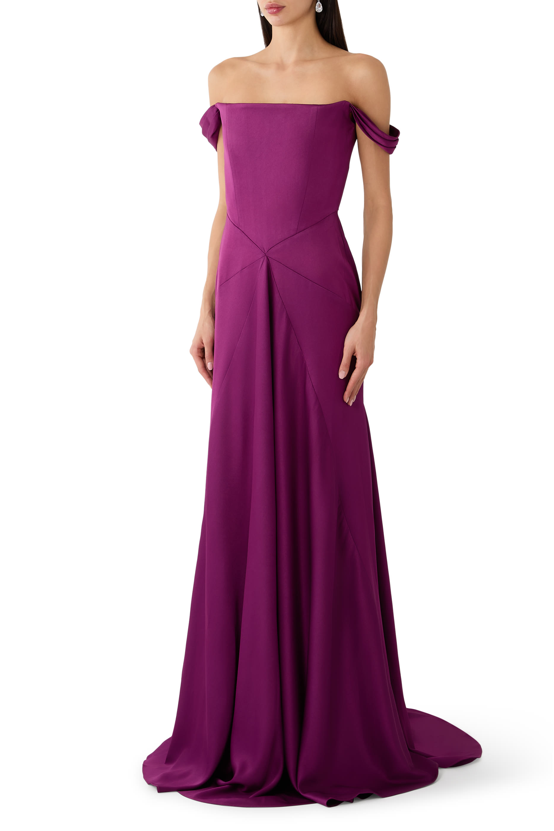 Off-Shoulder Panelled Gown