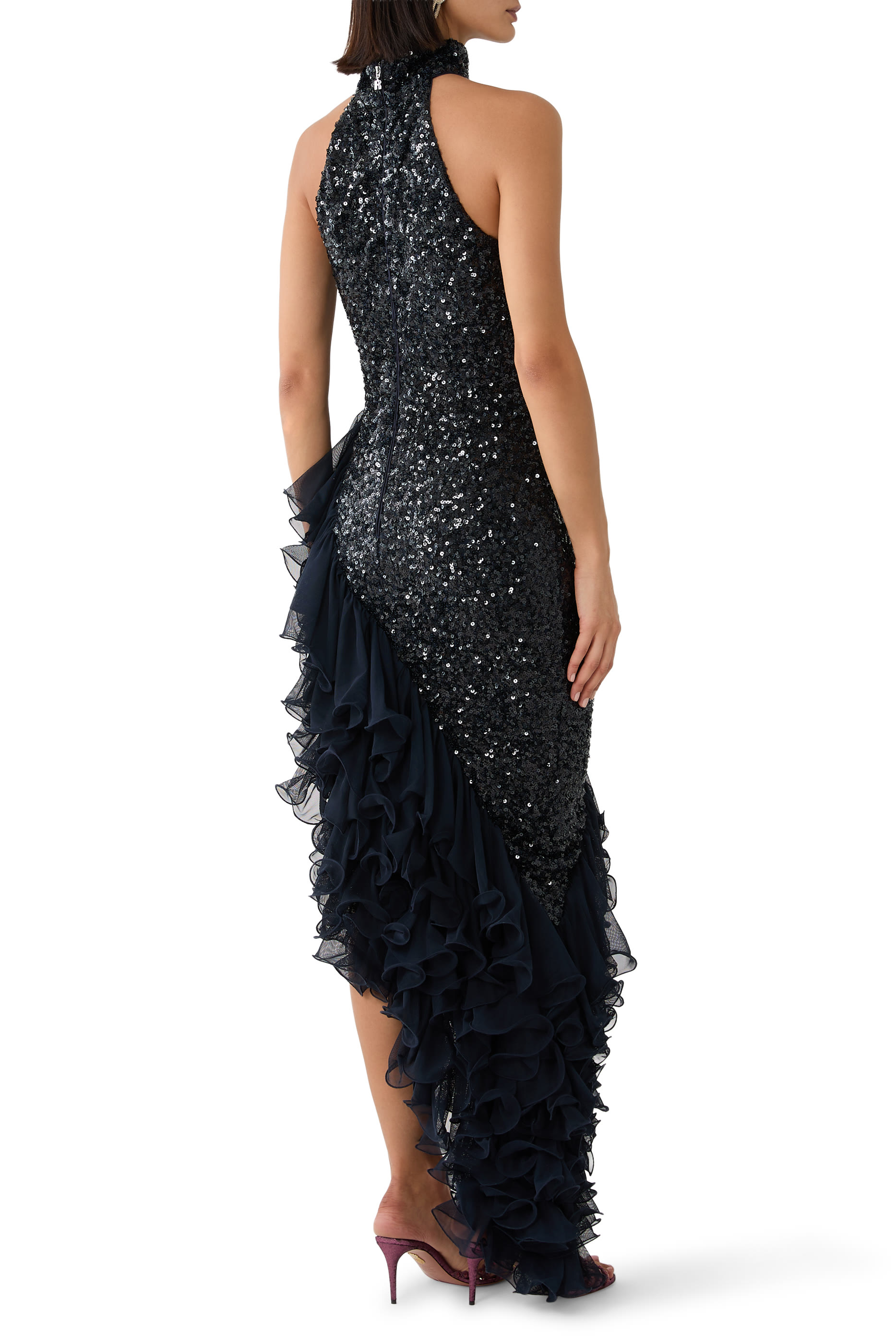 Sequins Midi Ruffle Dress 
