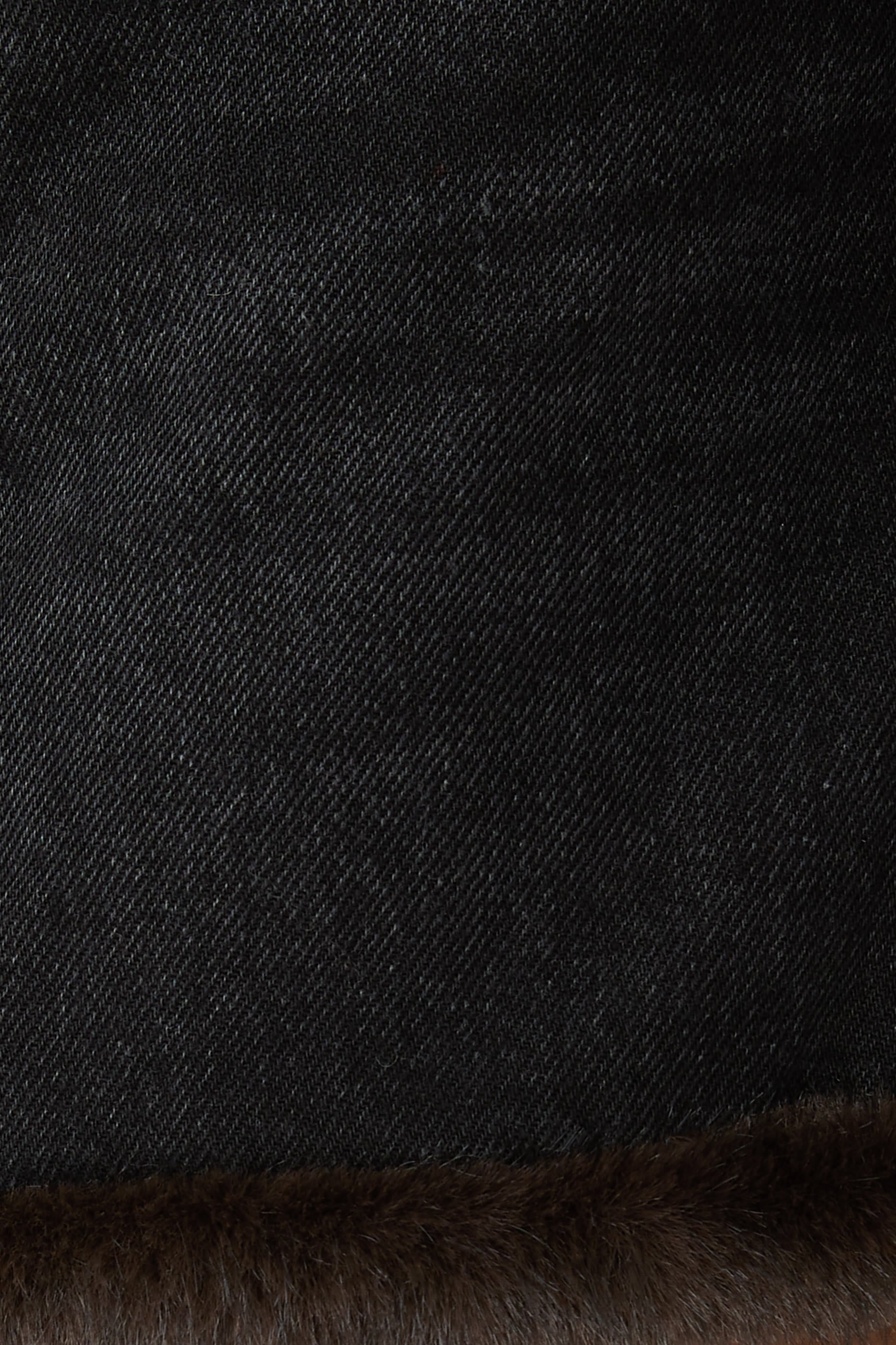 Faux Fur Trim Denim Skirt