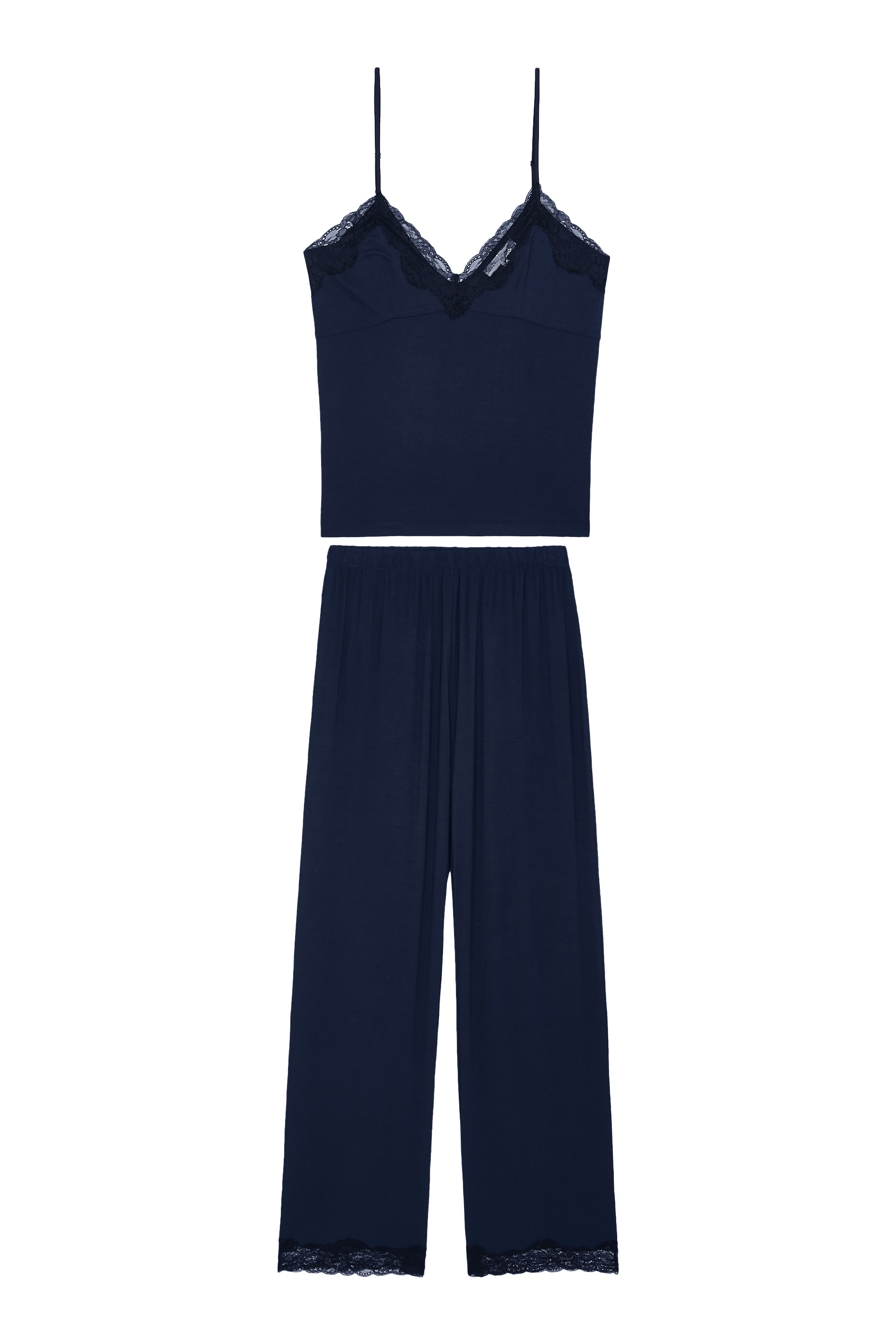  Jersey Lace Detail Cami Pyjama Set